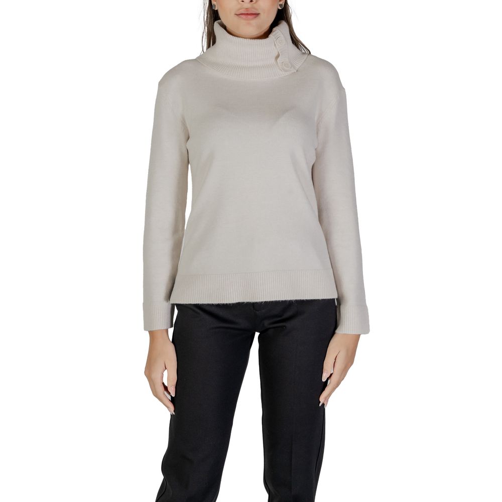 Street One Cremefarbener Viskose-Rollkragenpullover