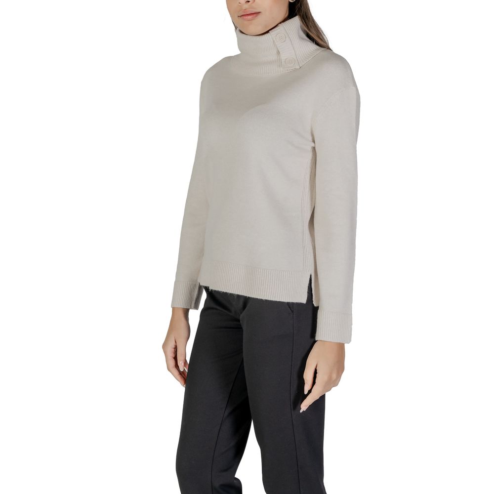 Street One Cremefarbener Viskose-Rollkragenpullover