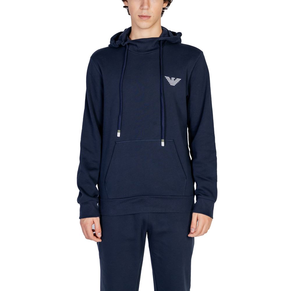 Emporio Armani Underwear Blauer Baumwoll-Kapuzenpulli