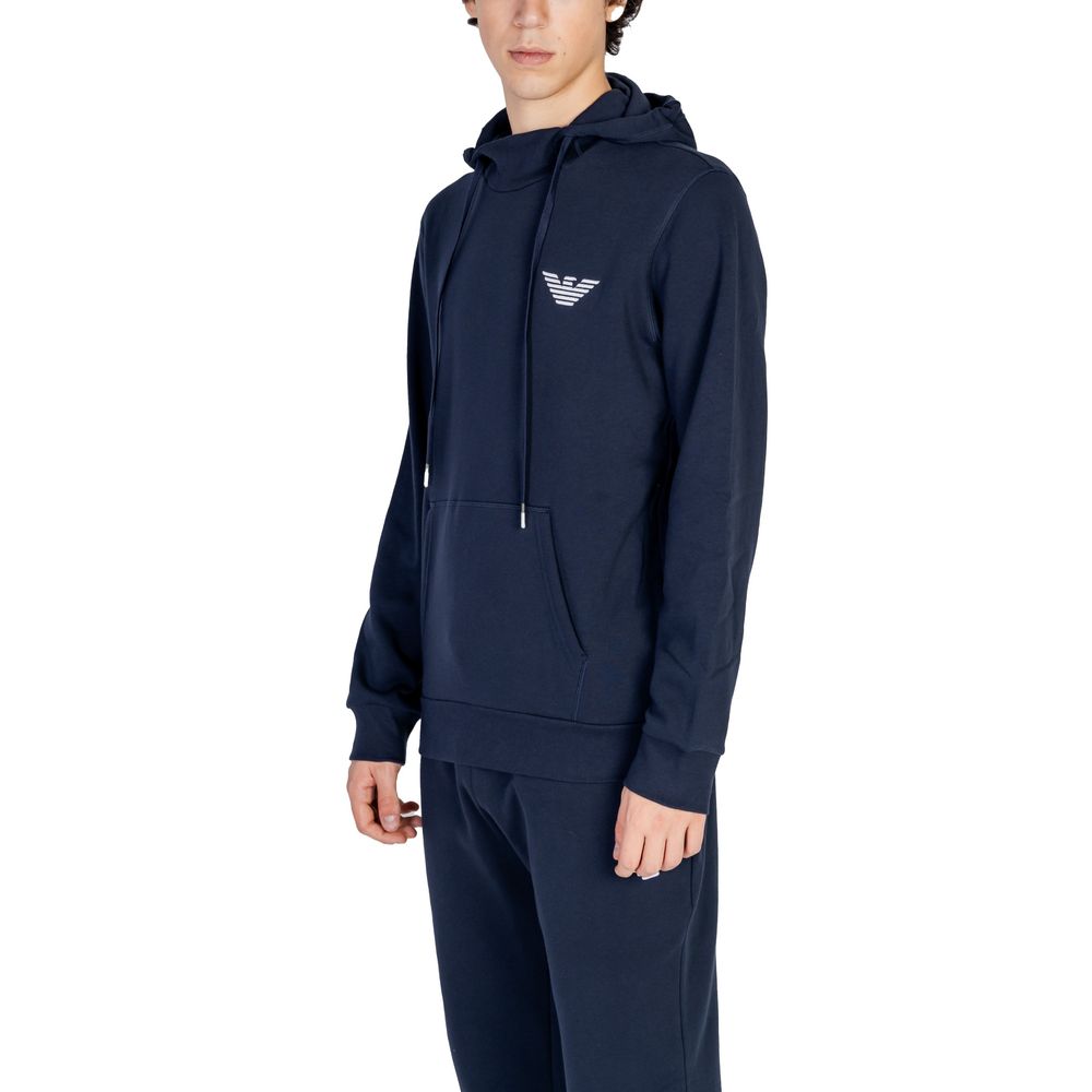 Emporio Armani Underwear Blauer Baumwoll-Kapuzenpulli