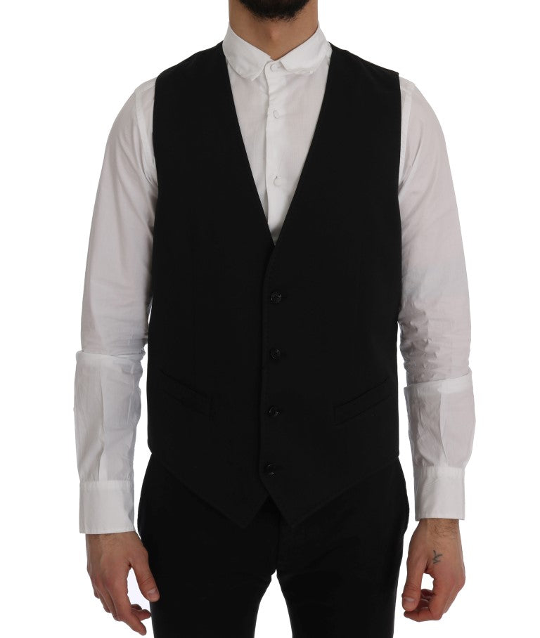 Dolce & Gabbana Simple Black Single Breasted Vest