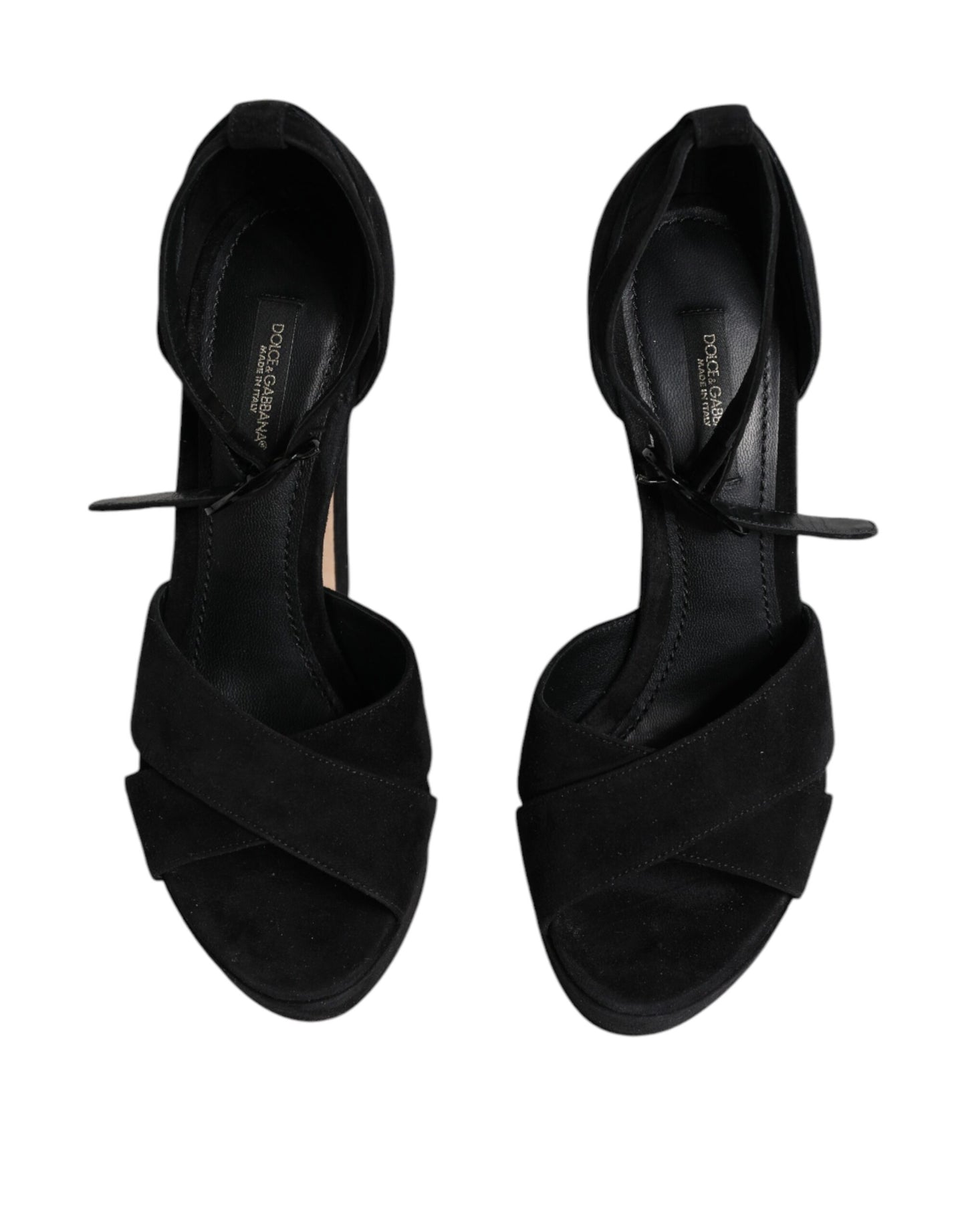 Dolce & Gabbana Schwarz Leder Plateau Heels Sandalen Schuhe