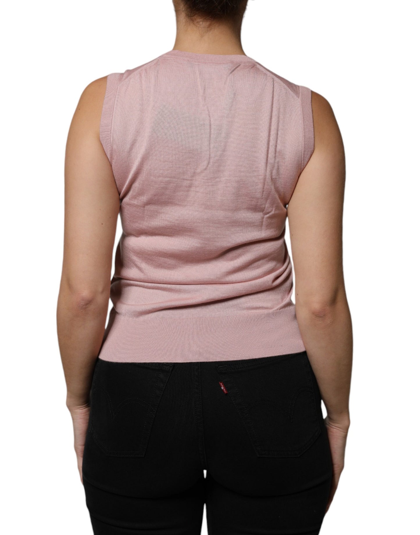 Dolce & Gabbana Rosa Kaschmir Strick-Tanktop ohne Ärmel