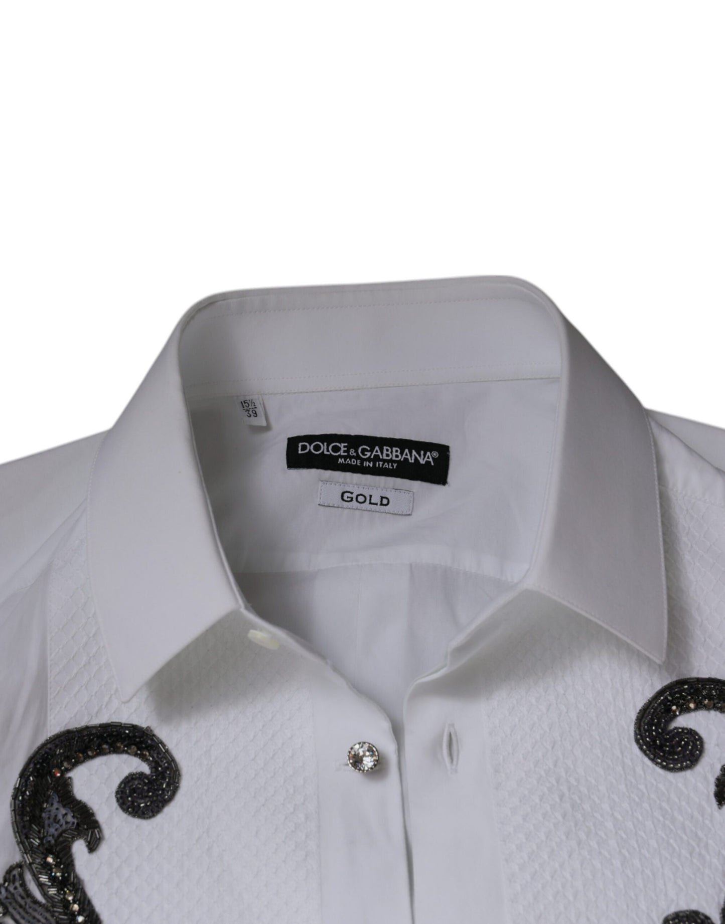 Dolce & Gabbana Weißes Slim Fit Barock GOLD Herren-Hemd