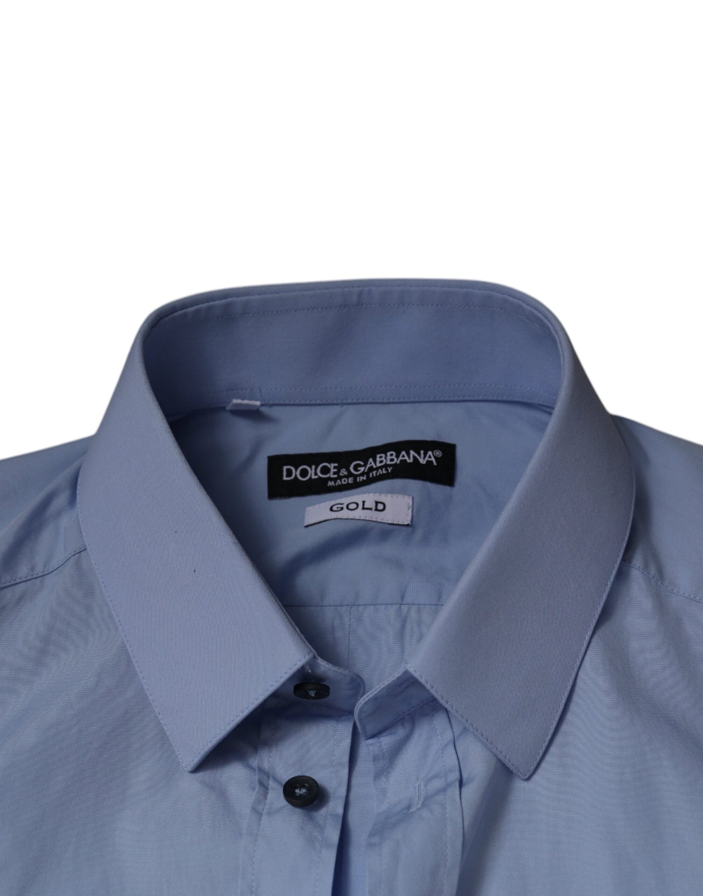 Dolce & Gabbana Hellblaues Slim Fit GOLD Hemd aus Baumwolle