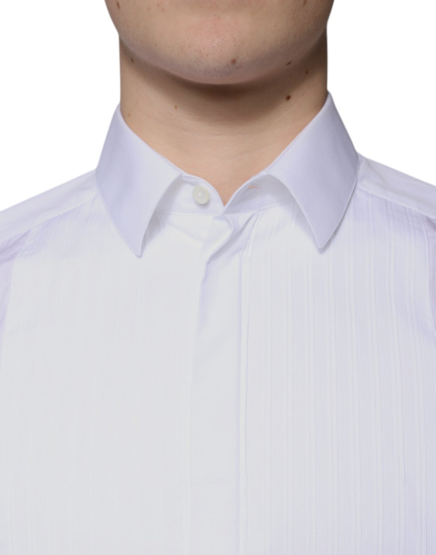 Dolce & Gabbana Weißes Lätzchen Baumwolle Popeline GOLD Herren Hemd