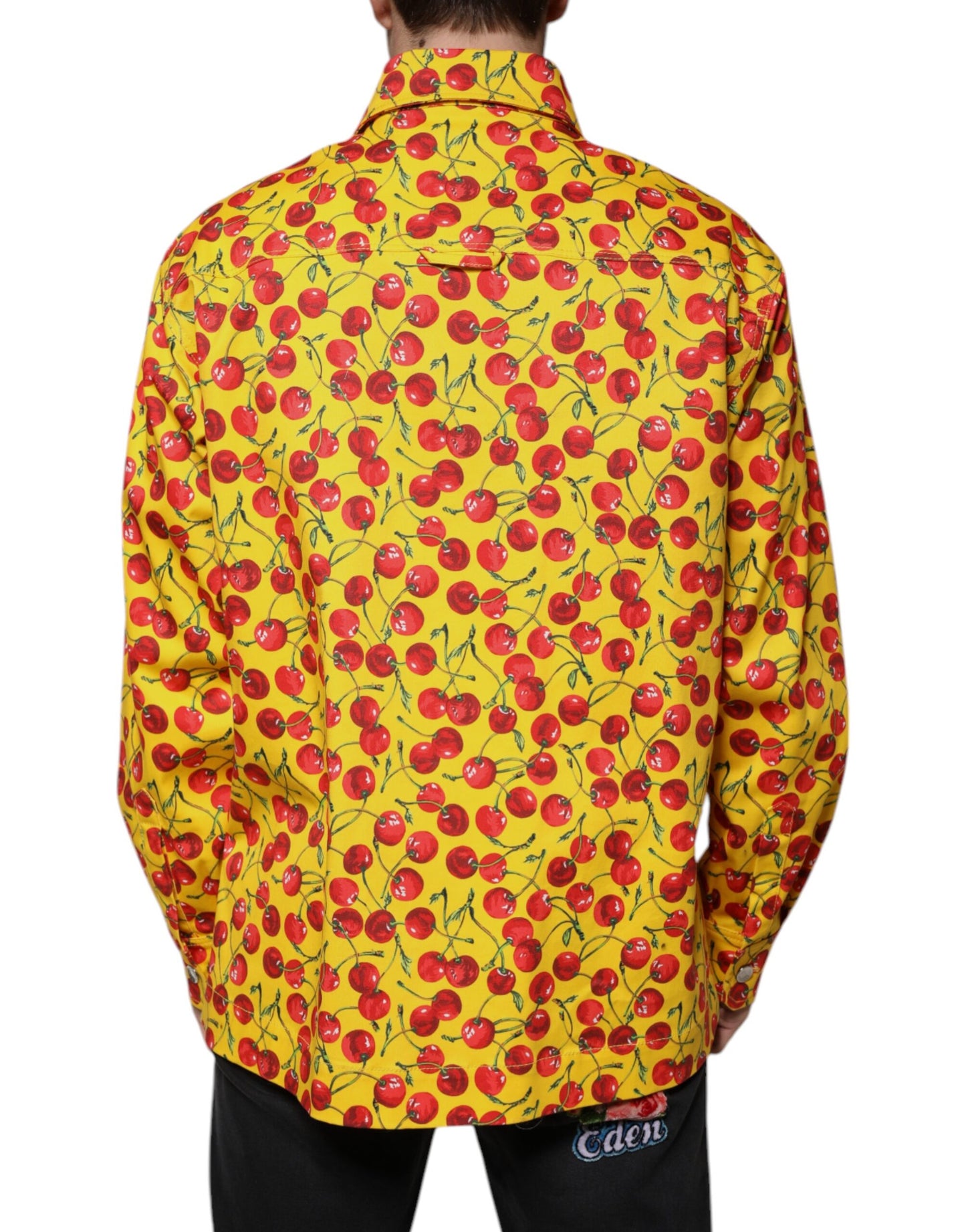 Dolce & Gabbana Gelbe Kirsche Button Down Herren Freizeithemd