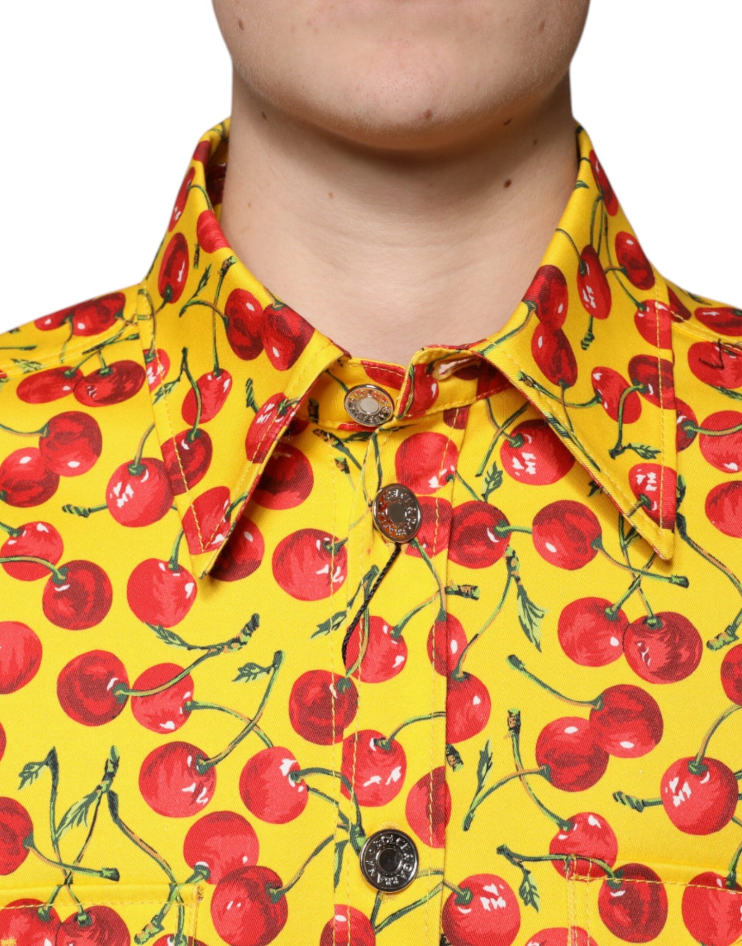 Dolce & Gabbana Gelbe Kirsche Button Down Herren Freizeithemd