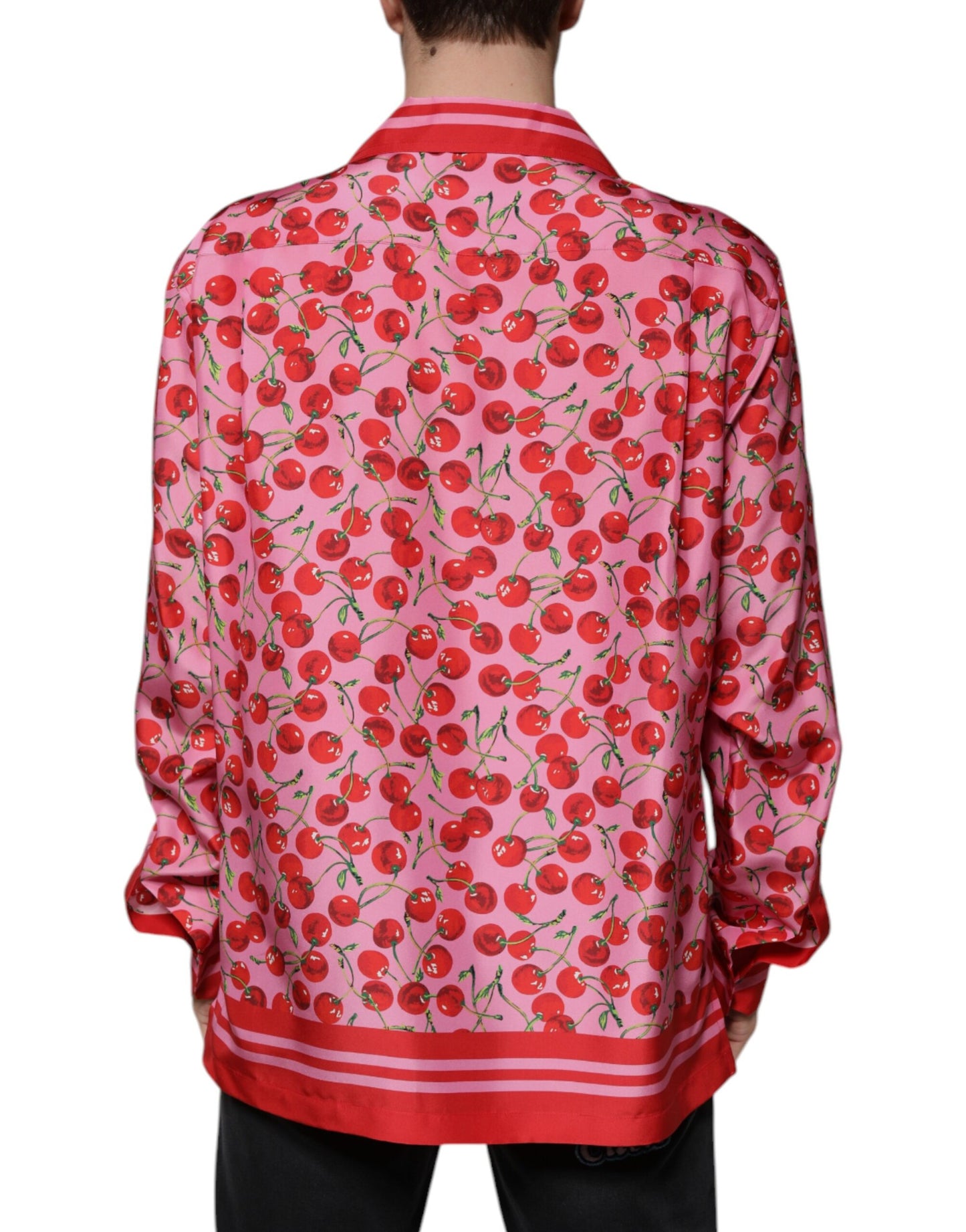 Dolce & Gabbana Rosa Kirsche Seide Button Down Freizeithemd
