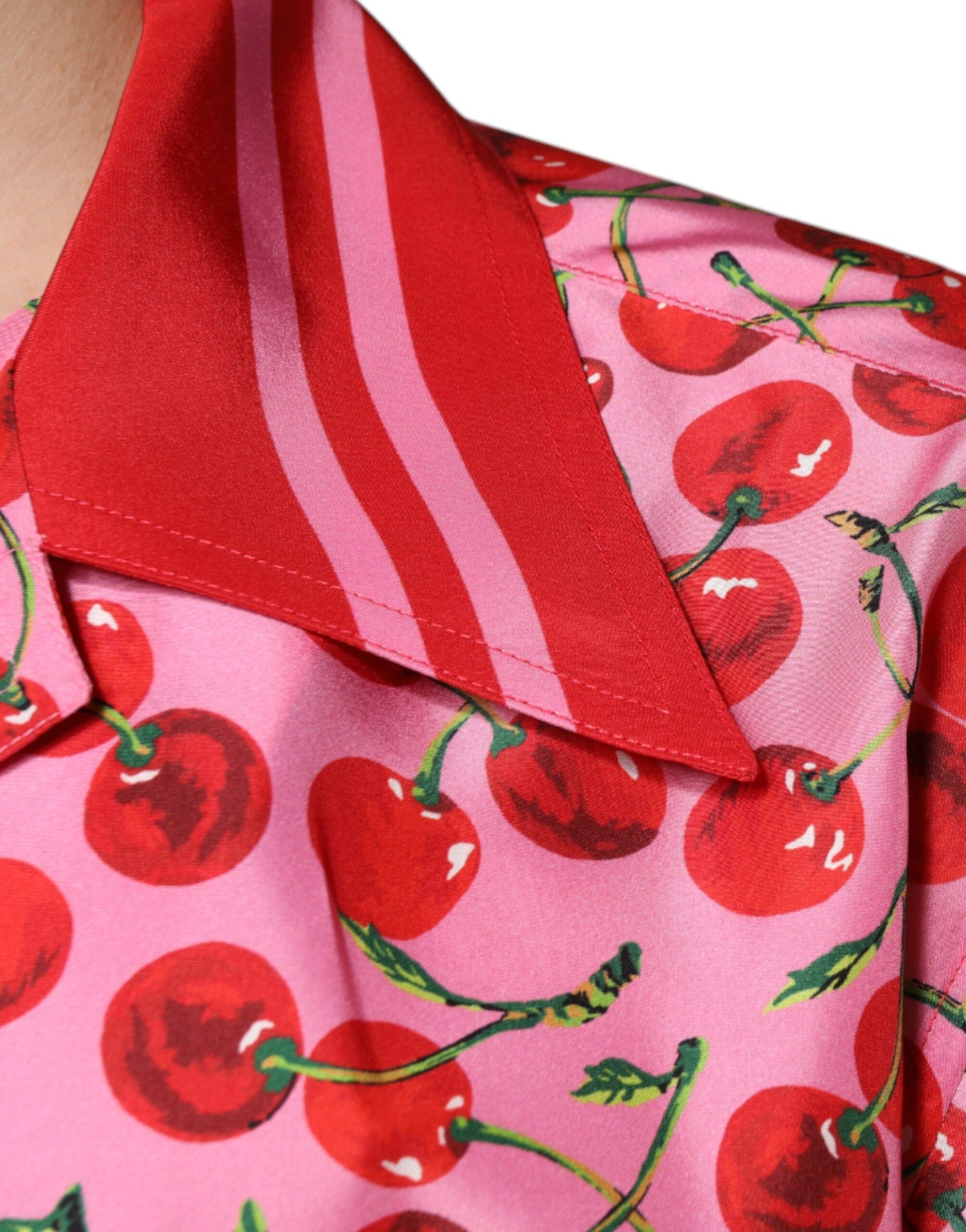 Dolce & Gabbana Rosa Kirsche Seide Button Down Freizeithemd