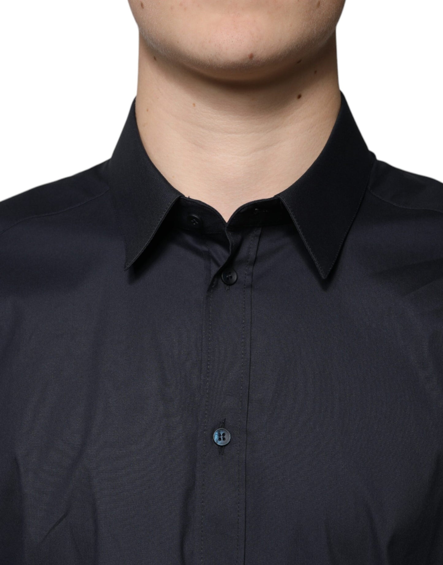 Dolce & Gabbana Schwarzes formelles GOLD-Hemd aus Baumwollmischung