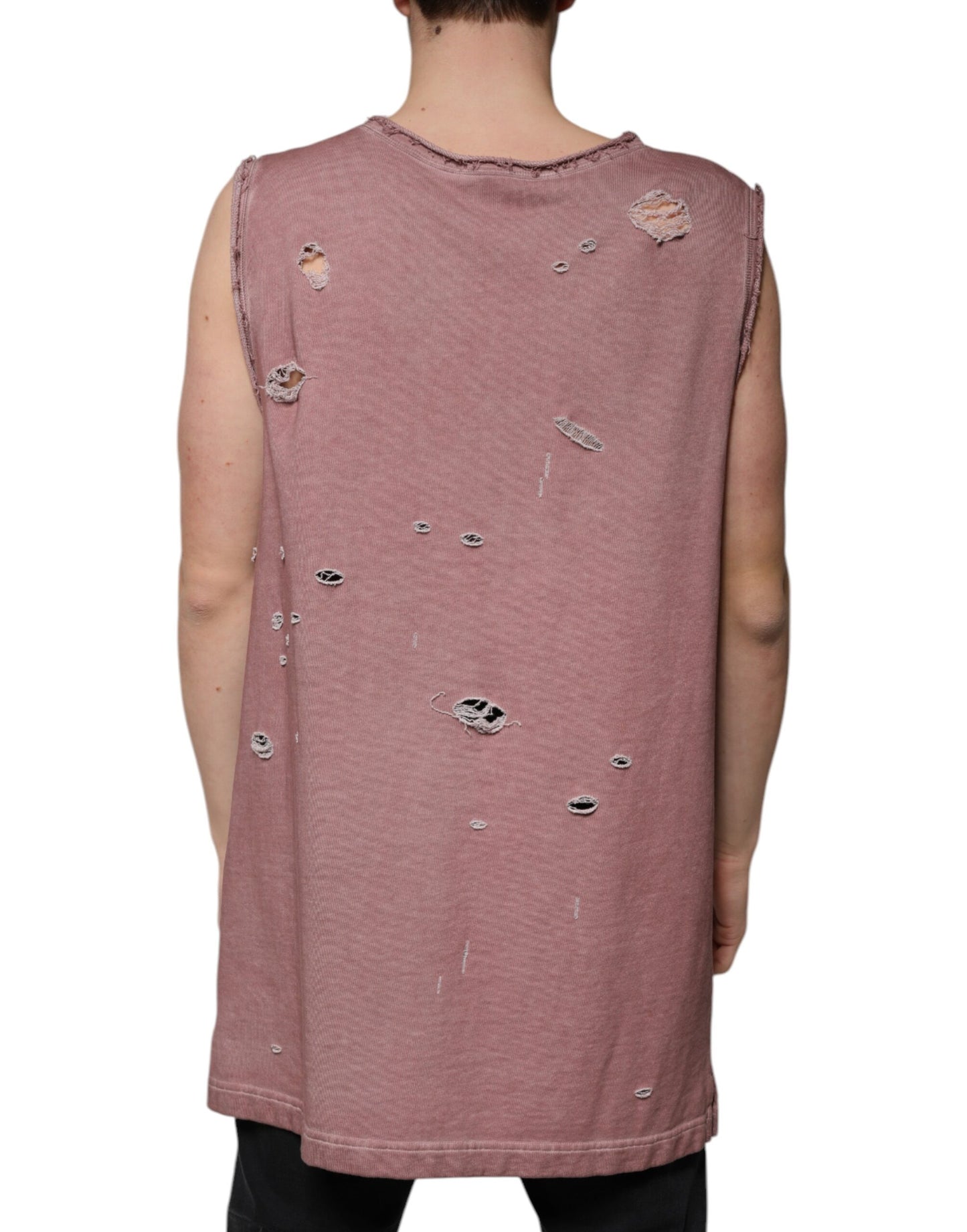 Dolce & Gabbana Braunes ärmelloses Baumwoll-T-Shirt mit Rundhalsausschnitt