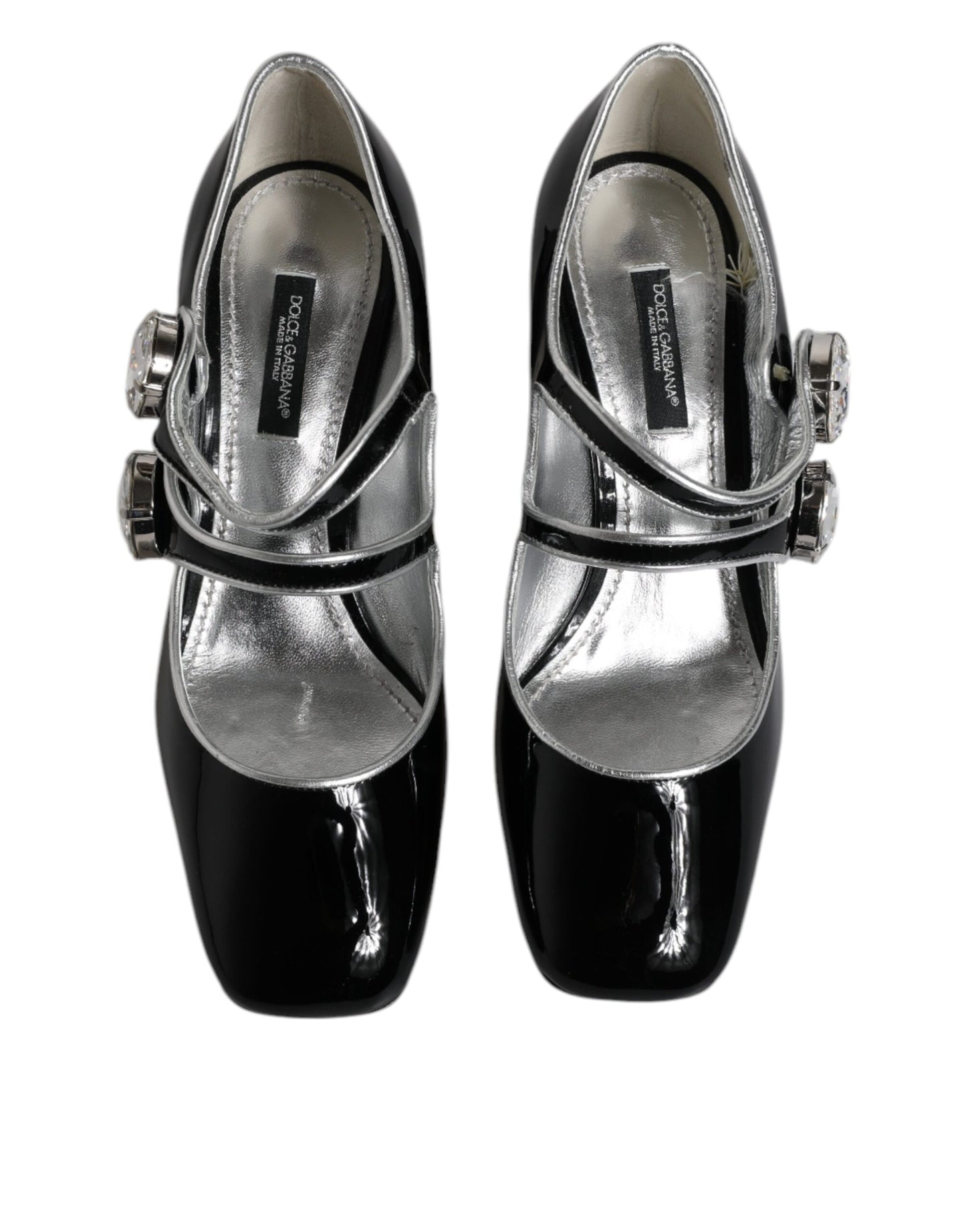 Dolce & Gabbana Schwarz Lackleder Kristall Mary Jane Pumps Schuhe