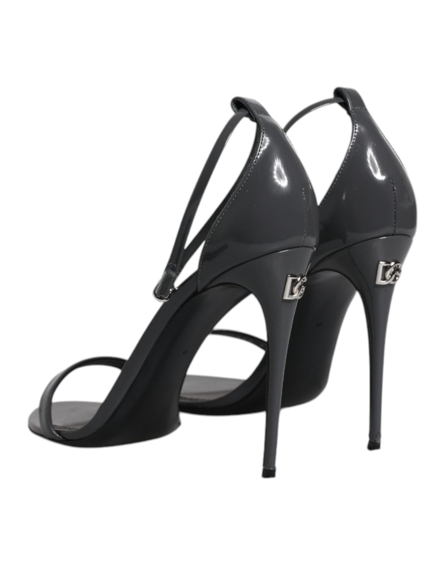 Dolce & Gabbana Graue Leder Knöchelriemen Absatz Sandalen Schuhe