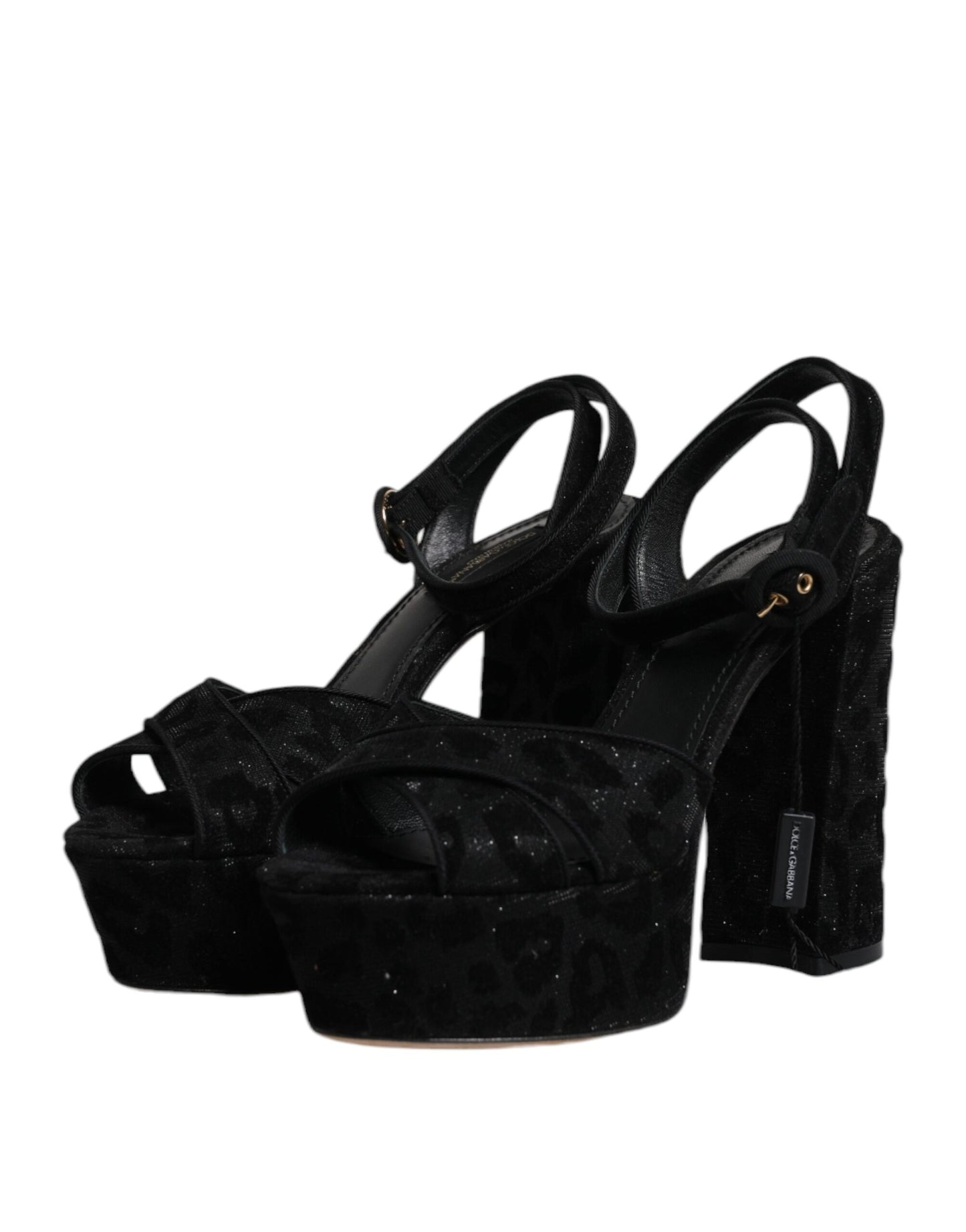 Dolce & Gabbana Schwarz Leopard Plateau Heels Sandalen Schuhe
