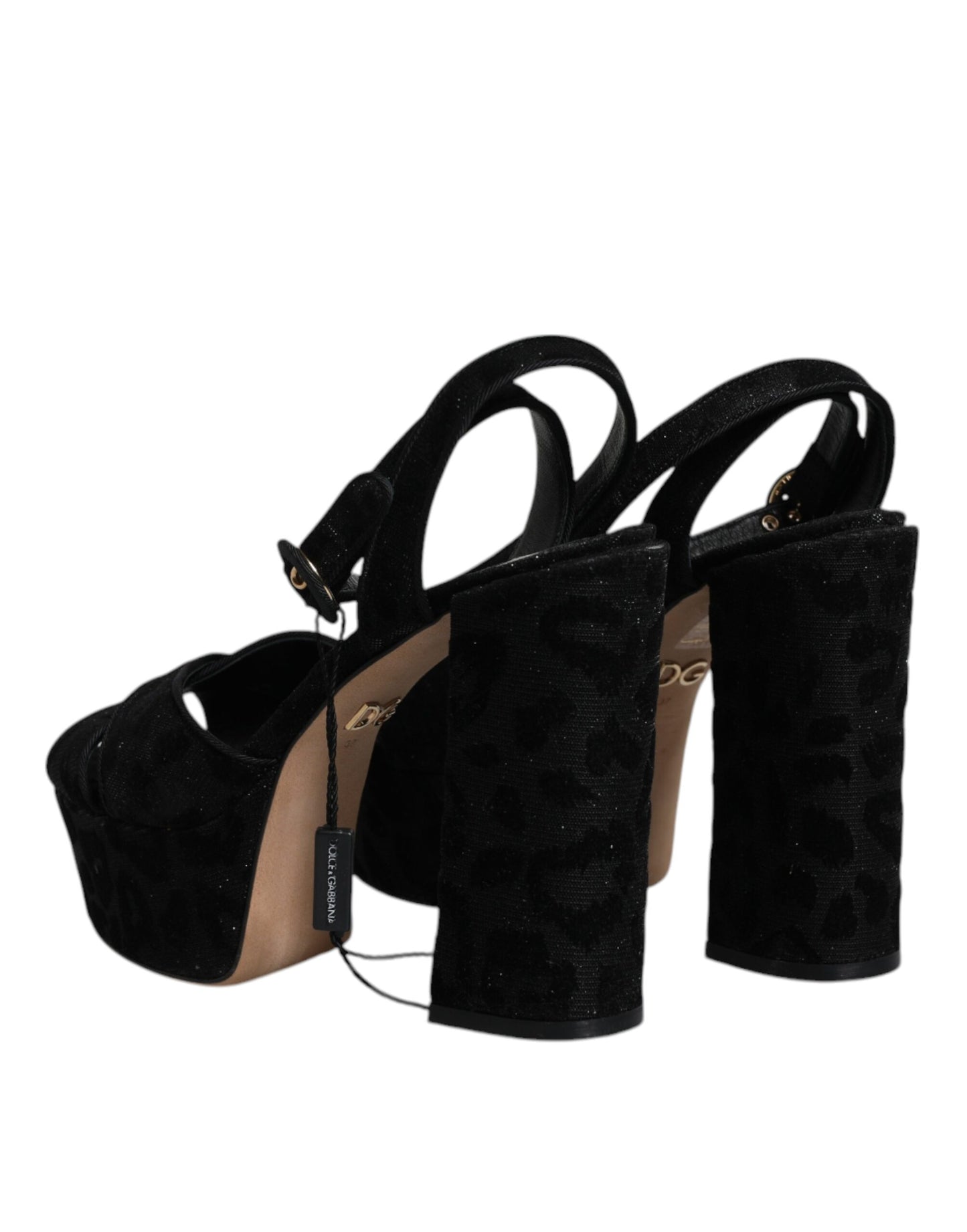 Dolce & Gabbana Schwarz Leopard Plateau Heels Sandalen Schuhe