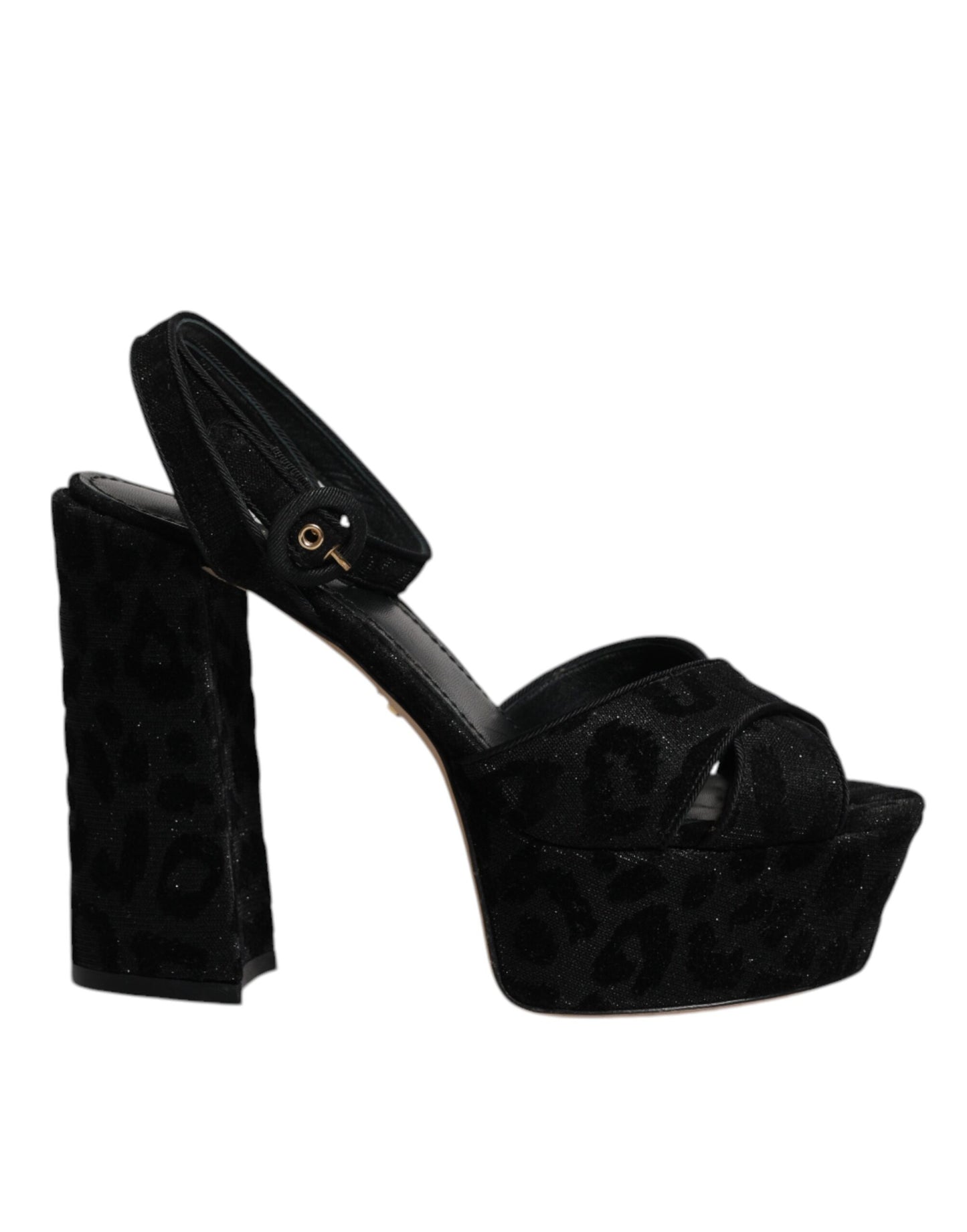 Dolce & Gabbana Schwarz Leopard Plateau Heels Sandalen Schuhe