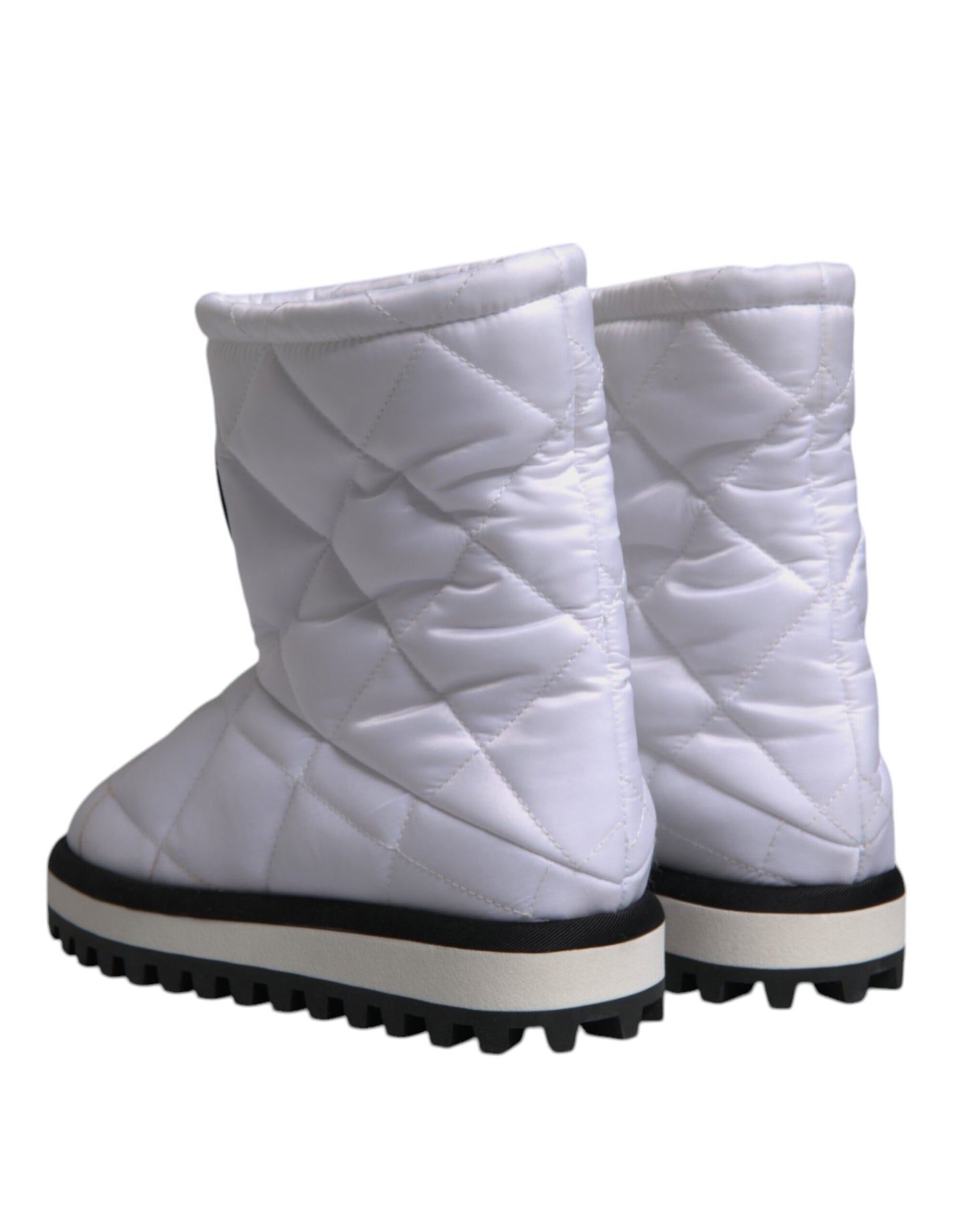 Dolce & Gabbana Weiße Viskose gepolsterte Mid Calf Stiefel Schuhe