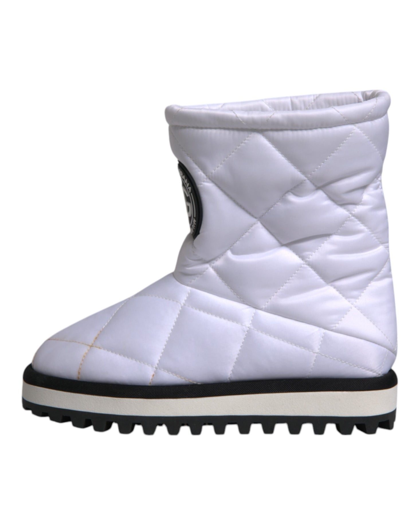 Dolce & Gabbana Weiße Viskose gepolsterte Mid Calf Stiefel Schuhe