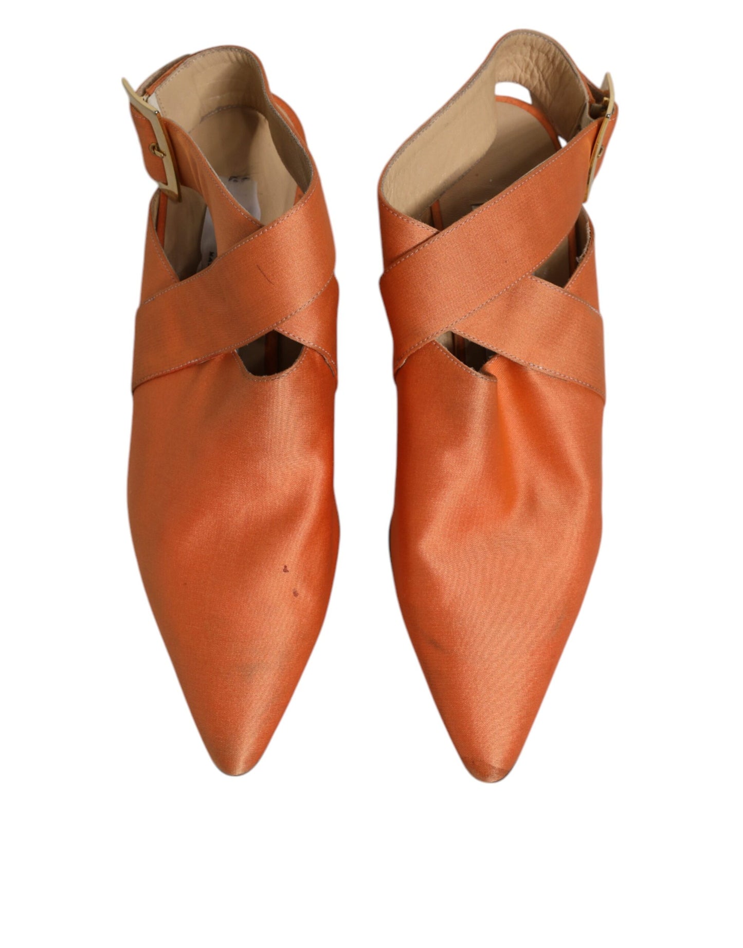 Dolce & Gabbana Orange Kitten Heels Slingback Sandalen Schuhe
