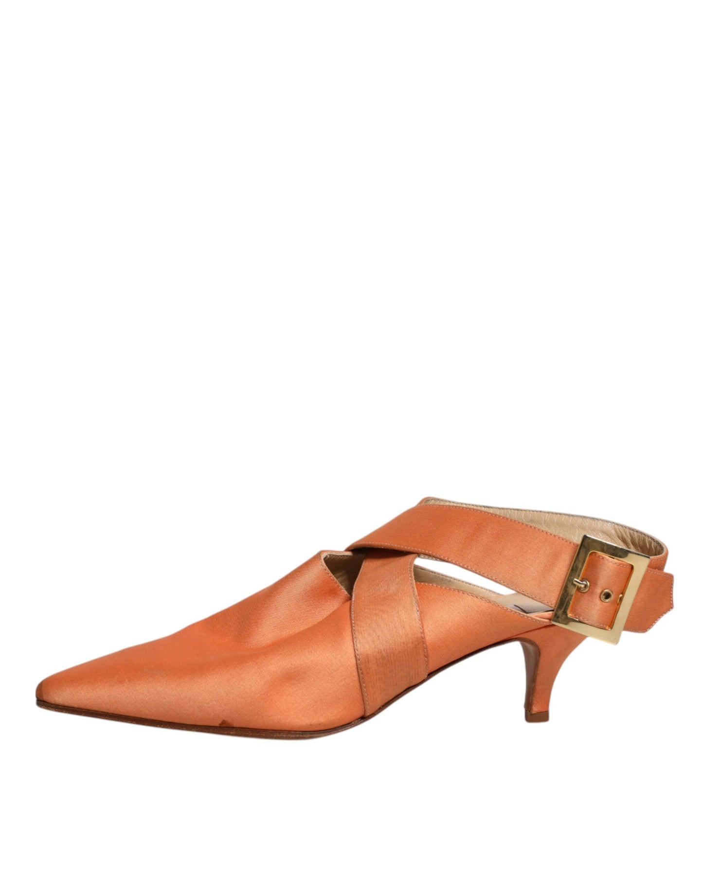 Dolce & Gabbana Orange Kitten Heels Slingback Sandalen Schuhe