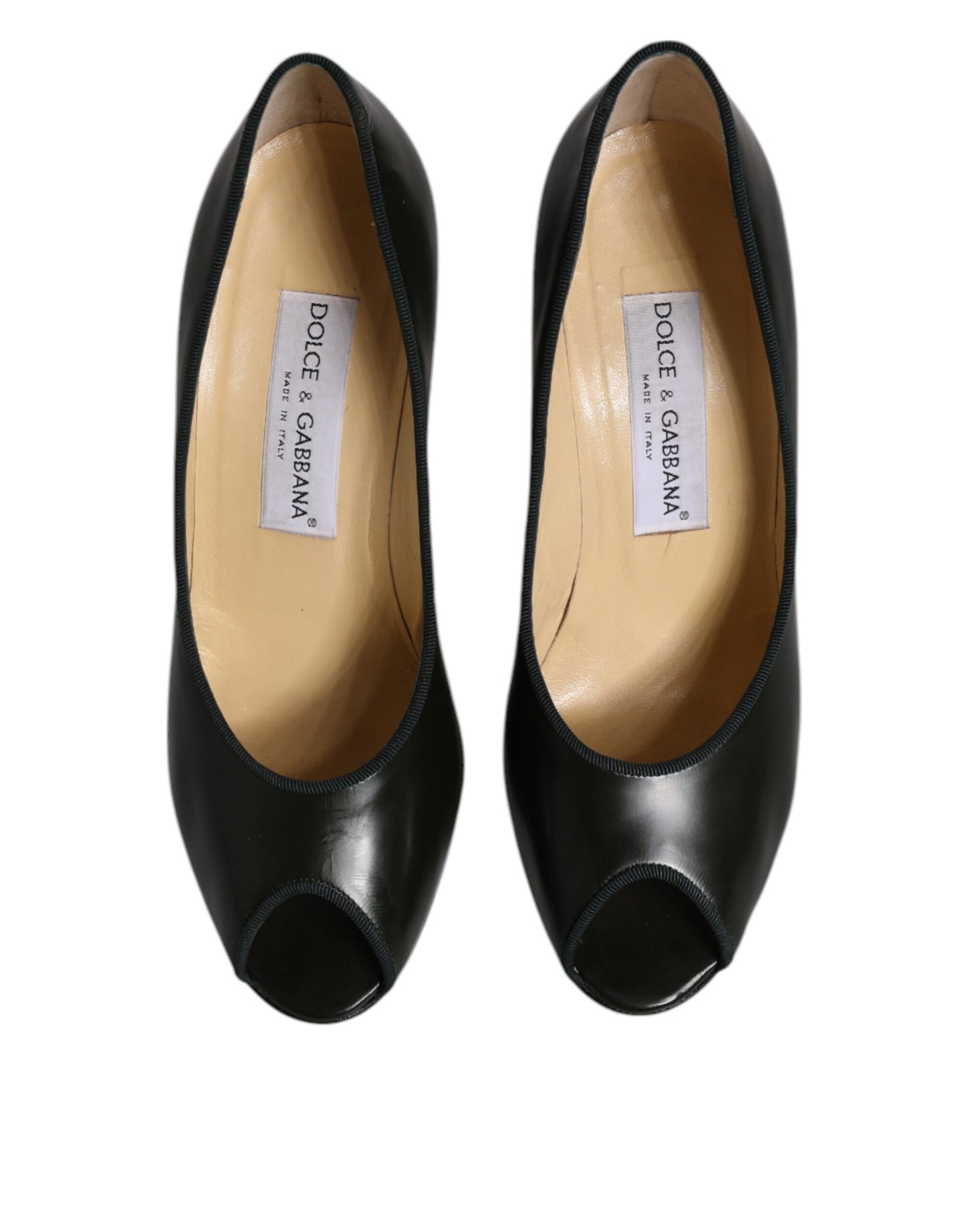 Dolce & Gabbana Grün Leder Peep Toe Heels Pumps Schuhe