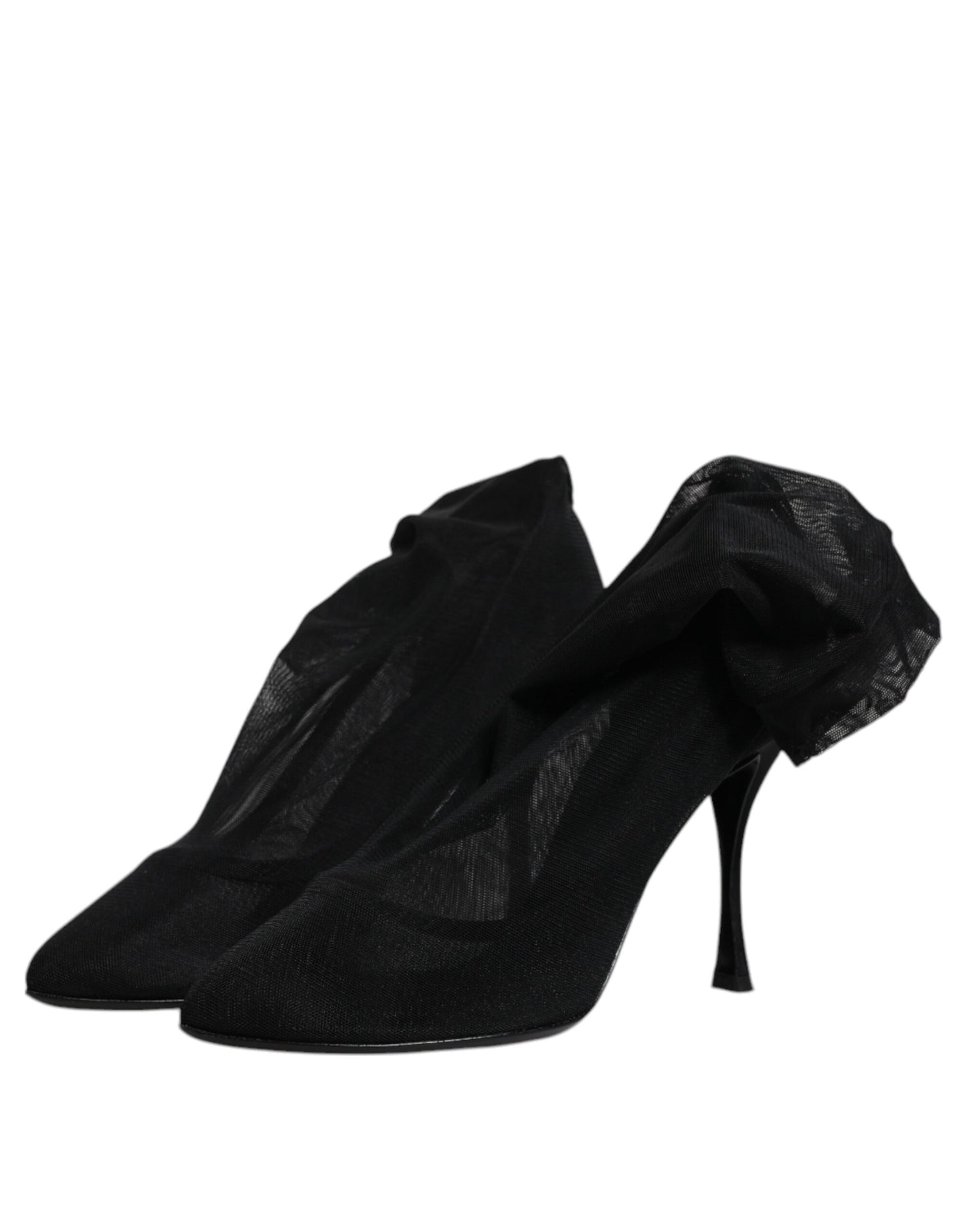 Dolce & Gabbana Schwarz Seide Mesh Socke Stil Stiefel Schuhe