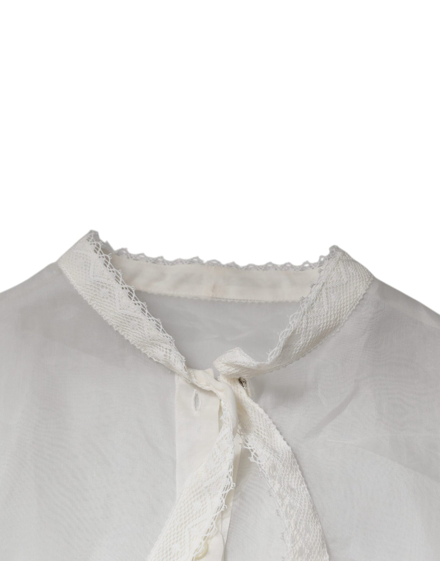 Dolce & Gabbana Weißes Blusentop mit Ascot-Kragen und langen Ärmeln