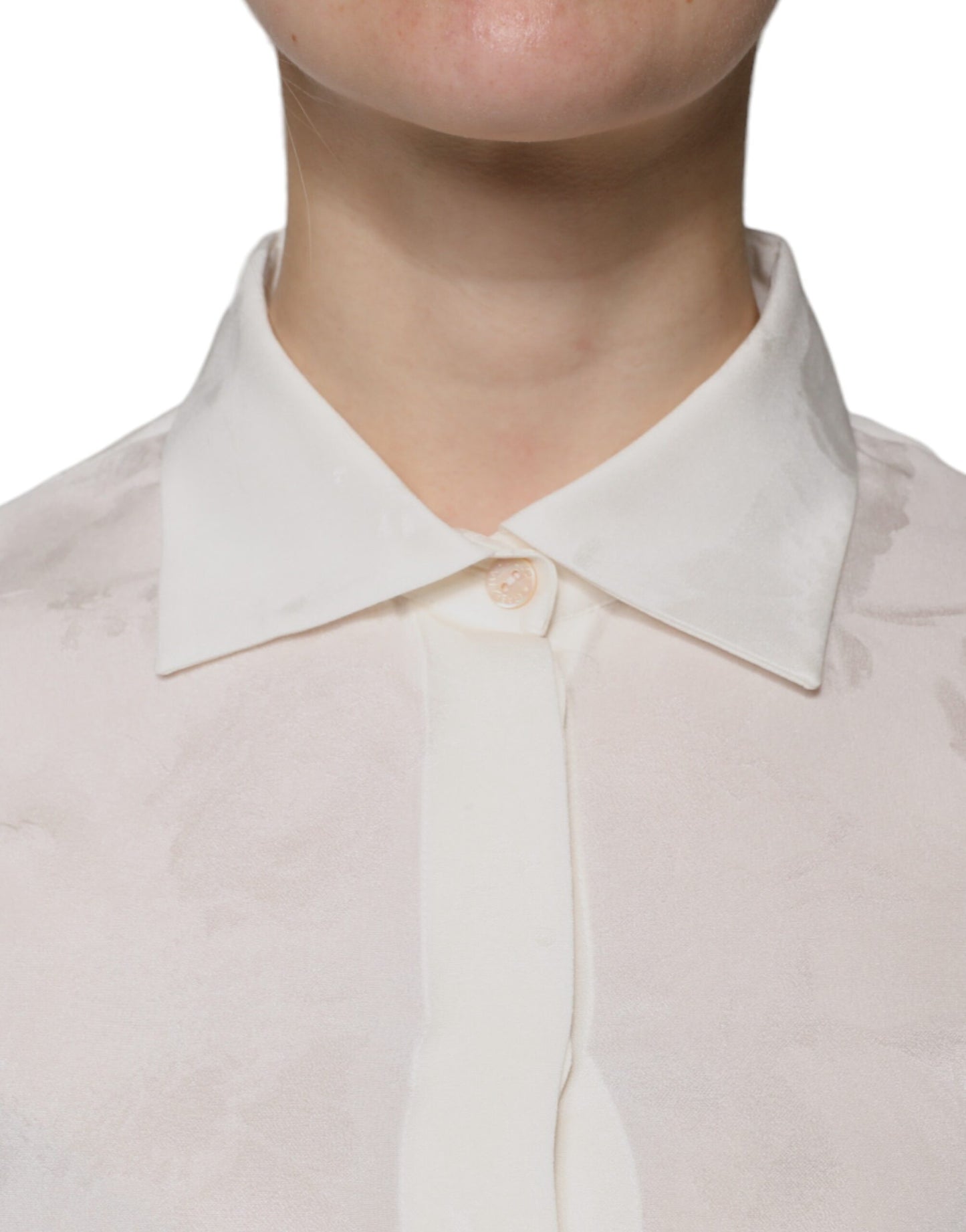 Dolce & Gabbana Weißes Seidenhemd mit Kragen und langen Ärmeln