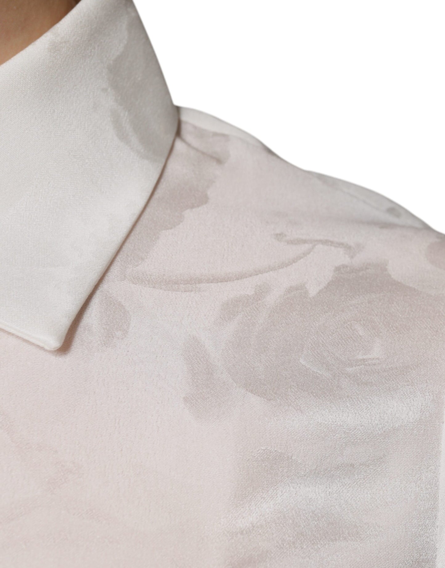 Dolce & Gabbana Weißes Seidenhemd mit Kragen und langen Ärmeln