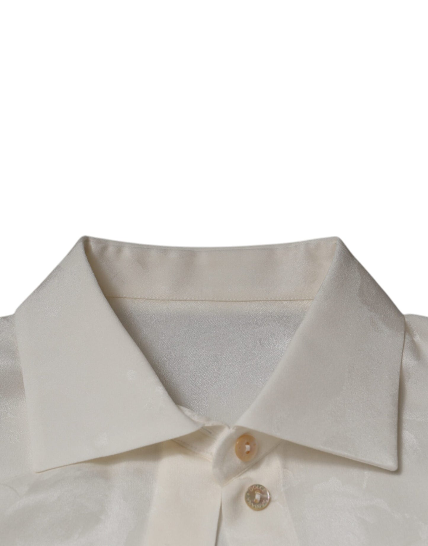 Dolce & Gabbana Weißes Seidenhemd mit Kragen und langen Ärmeln