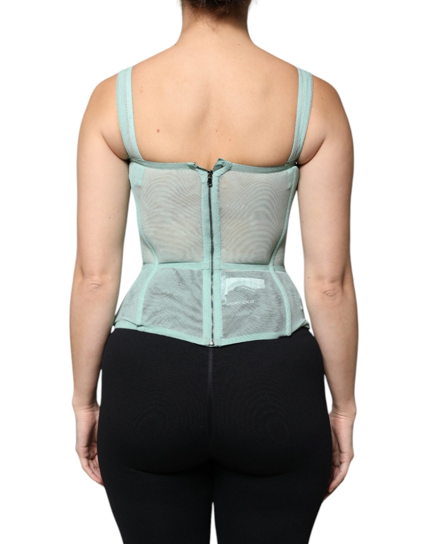Dolce & Gabbana Grünes Baumwoll-Bustier Korsett ärmelloses Top