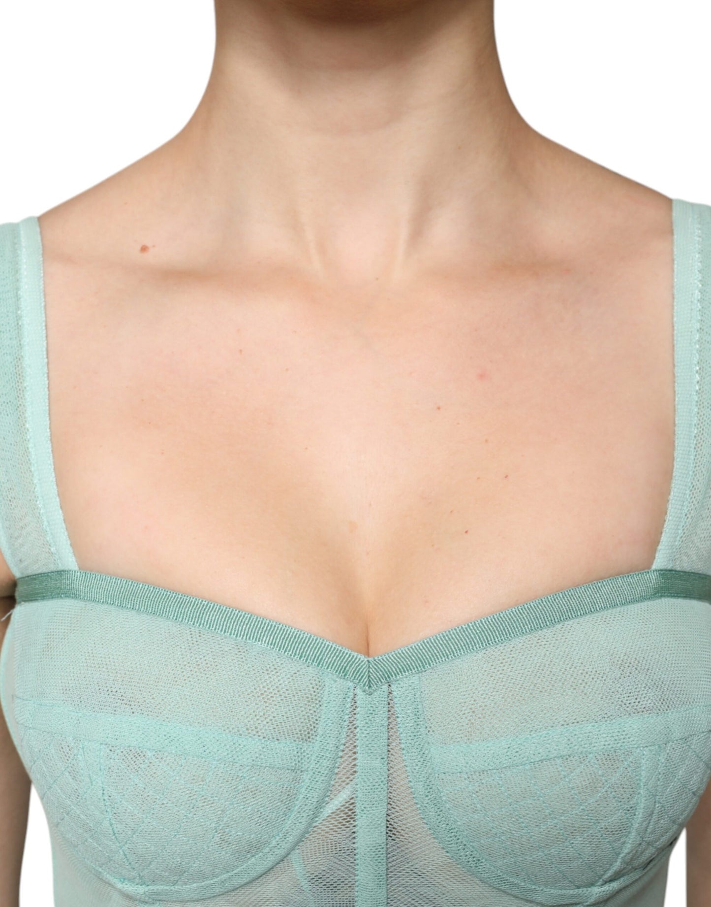 Dolce & Gabbana Grünes Baumwoll-Bustier Korsett ärmelloses Top