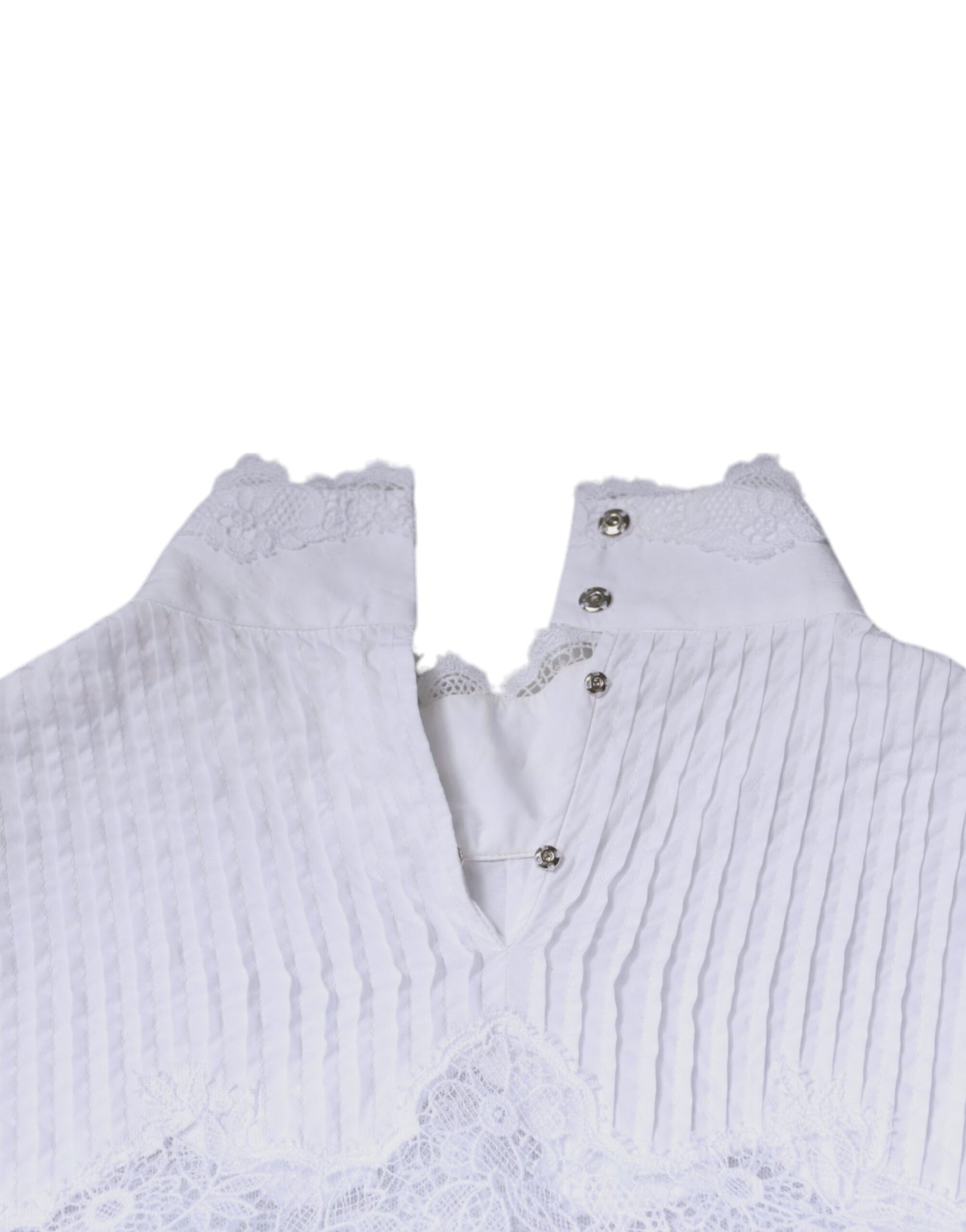 Dolce & Gabbana Weißes Rollkragenblusentop mit Spitzenbesatz aus Baumwolle