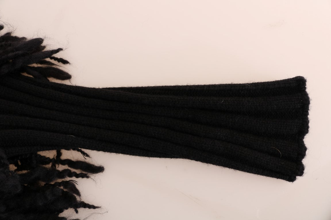Dolce & Gabbana Elegant black wool and cashmere sweater with fringes