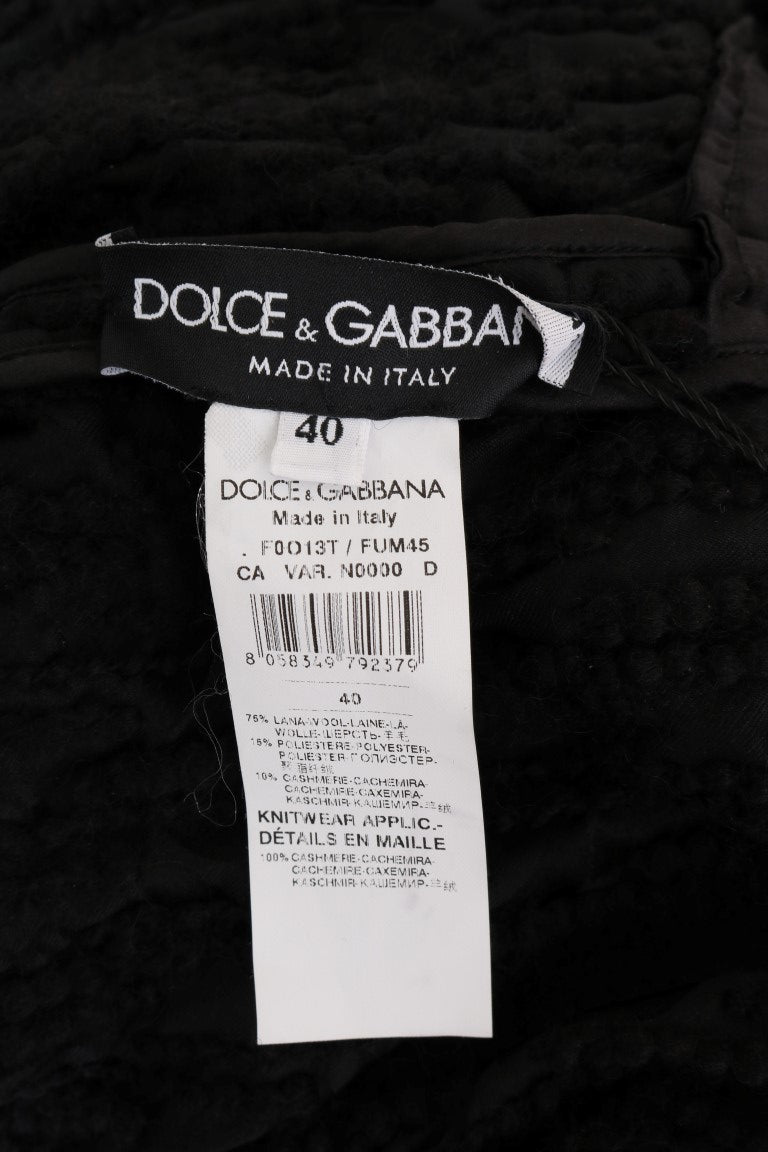 Dolce & Gabbana Elegant black wool and cashmere sweater with fringes