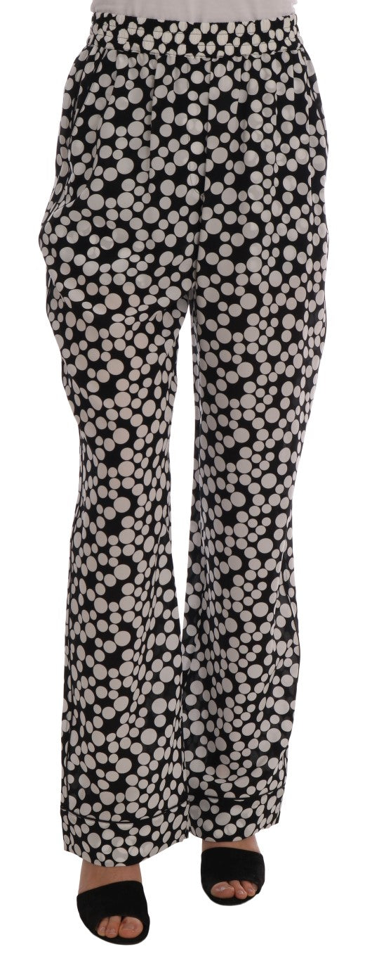 Dolce & Gabbana Elegant polka dot high waist silk trousers