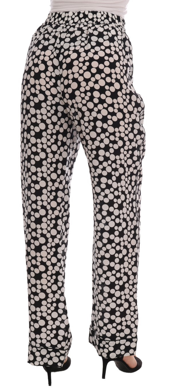 Dolce & Gabbana Elegant polka dot high waist silk trousers