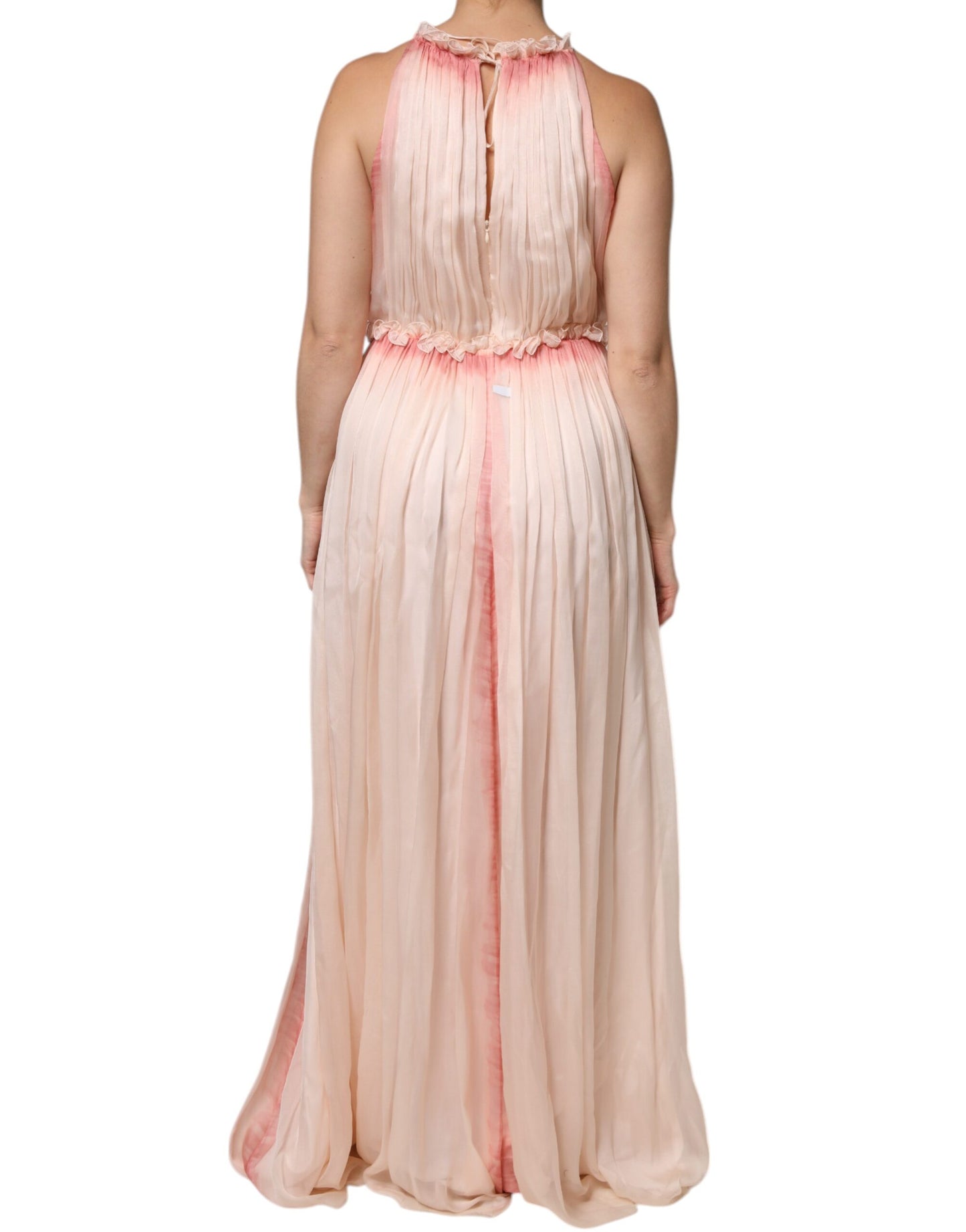 Alberta Ferretti Rosa ärmelloses plissiertes Maxikleid in A-Linie
