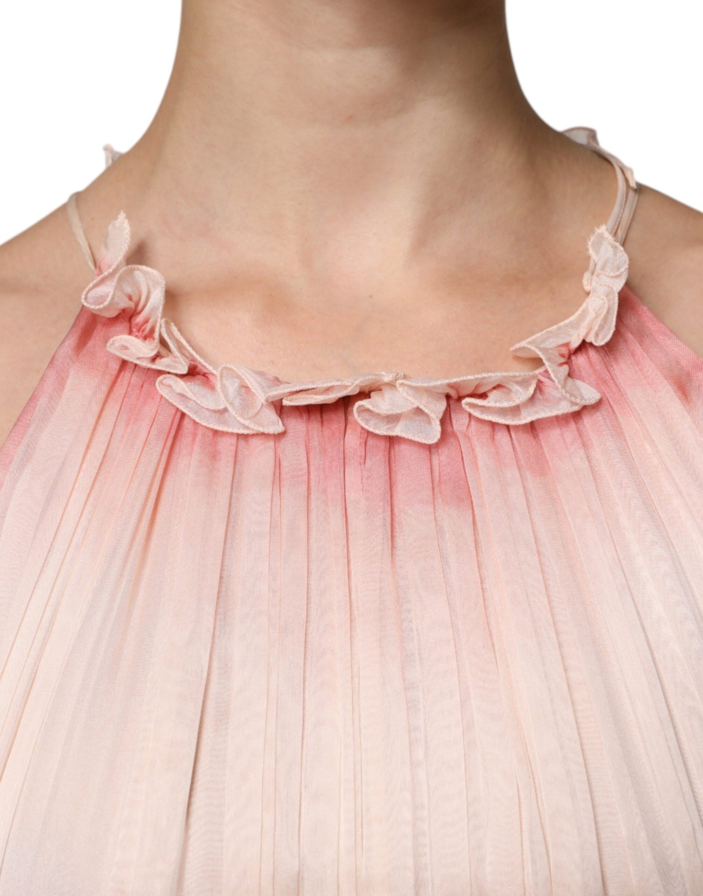 Alberta Ferretti Rosa ärmelloses plissiertes Maxikleid in A-Linie