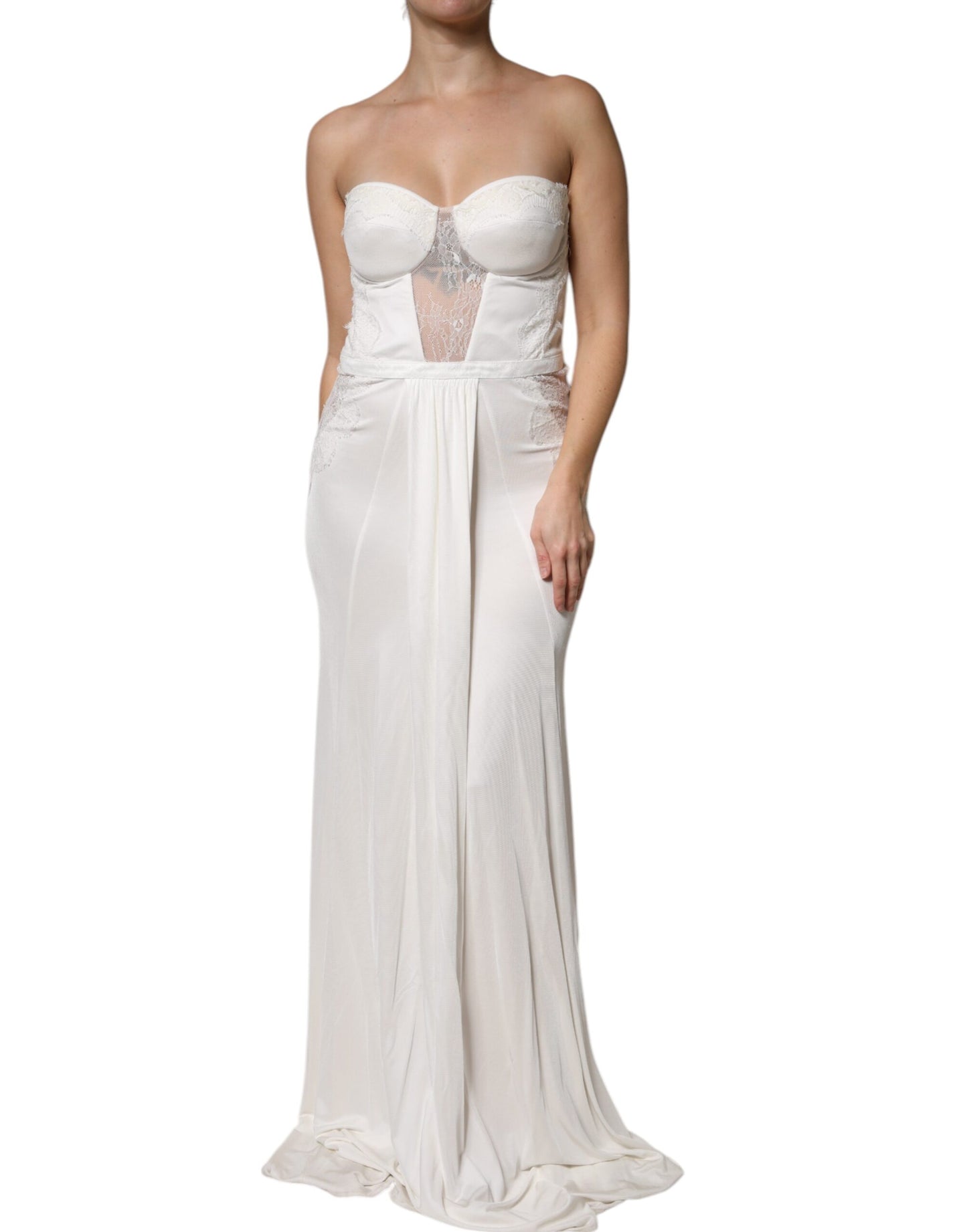 Elisabetta Franchi Weißes trägerloses Bustier Meerjungfrauen-Kleid