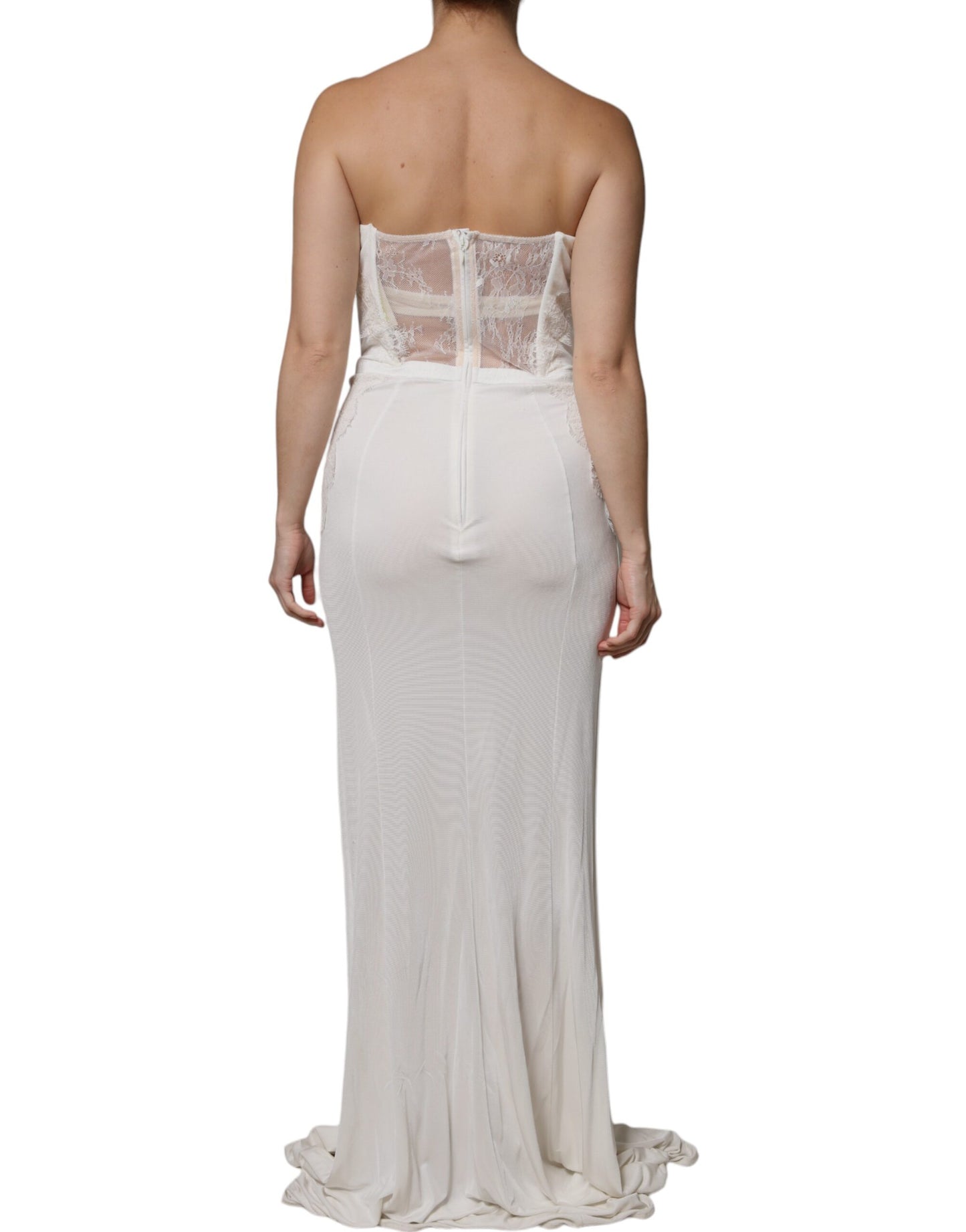 Elisabetta Franchi Weißes trägerloses Bustier Meerjungfrauen-Kleid