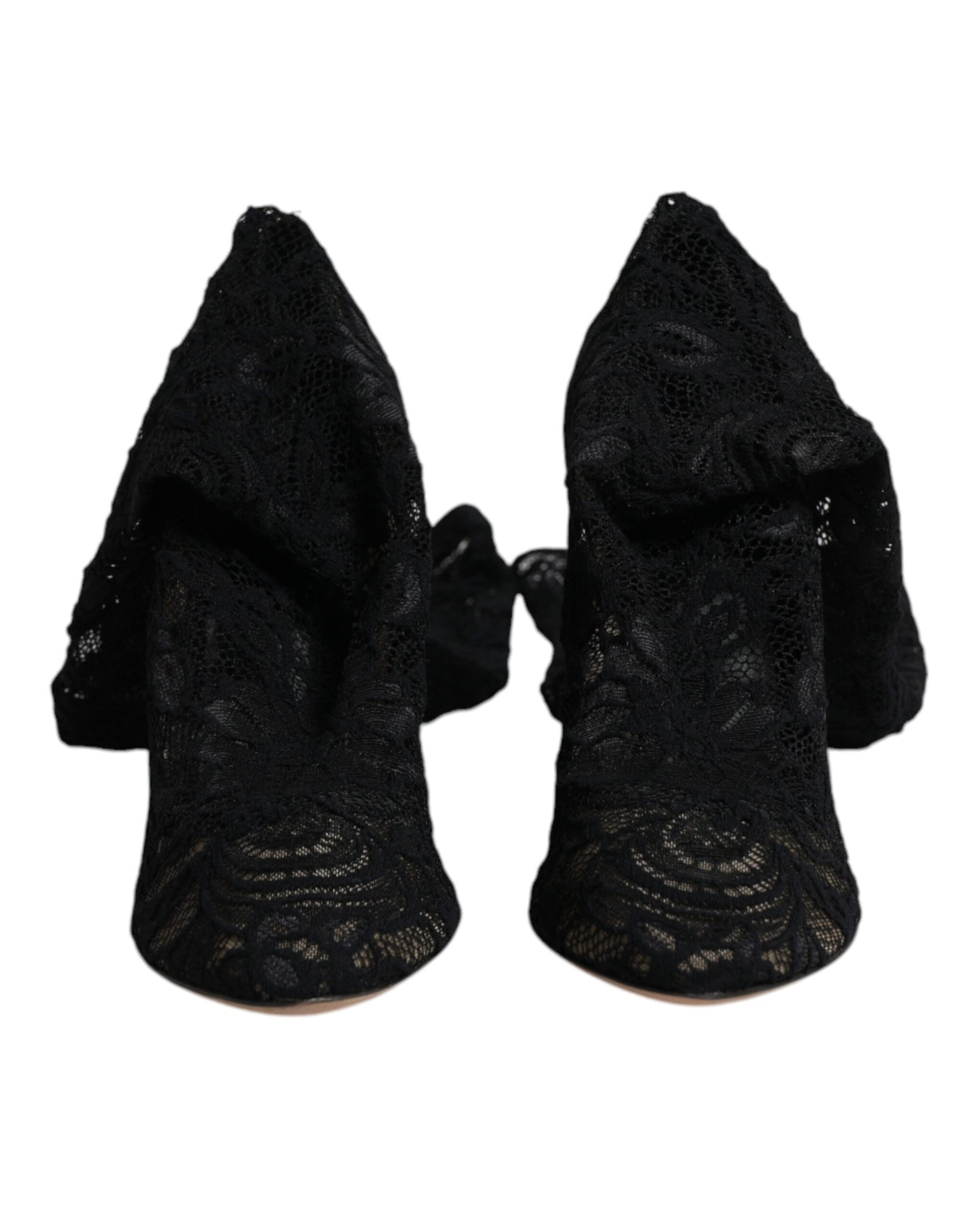 Dolce & Gabbana Schwarz Stretch Socken Taormina Spitze Stiefel Schuhe