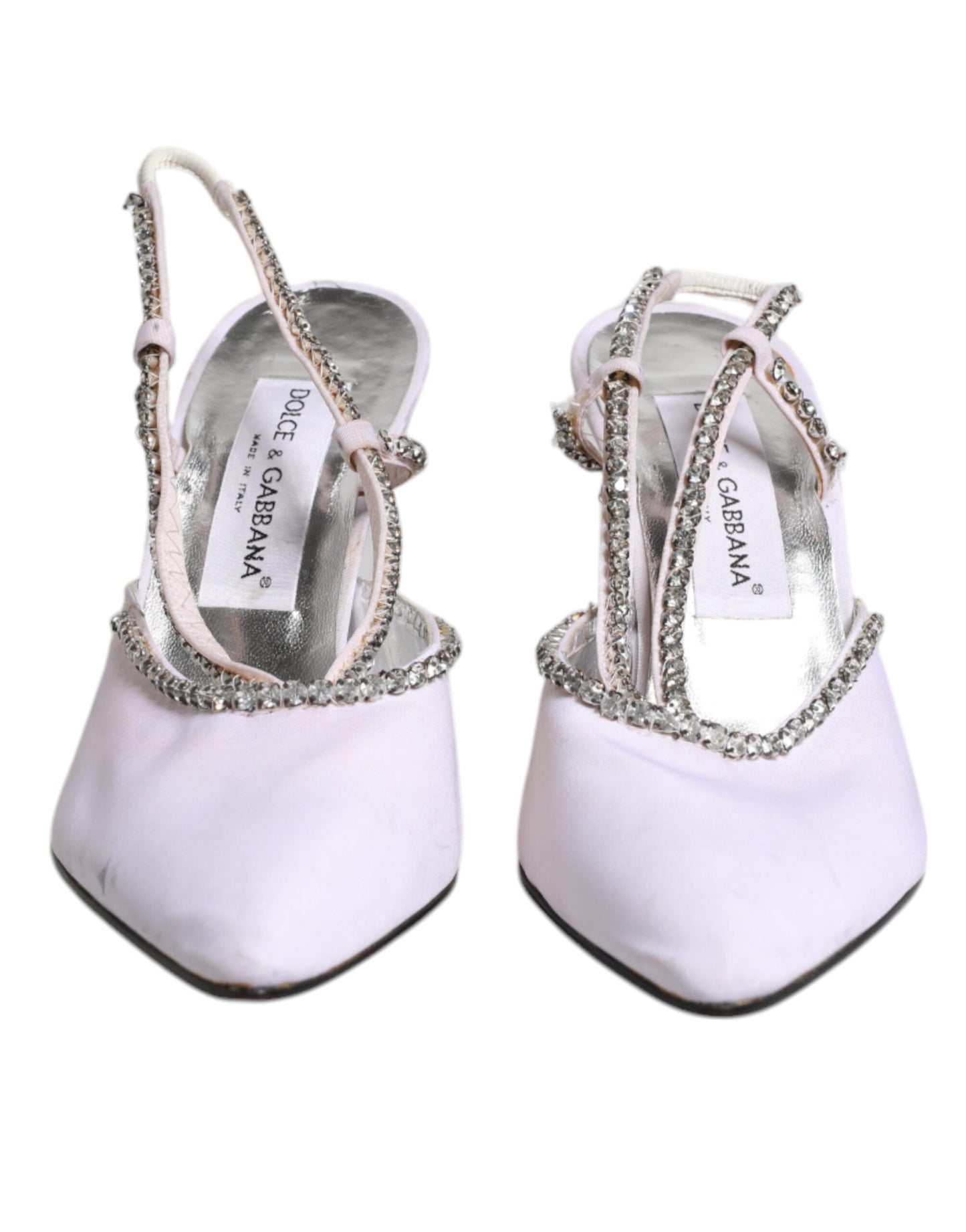 Dolce & Gabbana Weiß Strass Kristall Slingbacks Pumps Schuhe