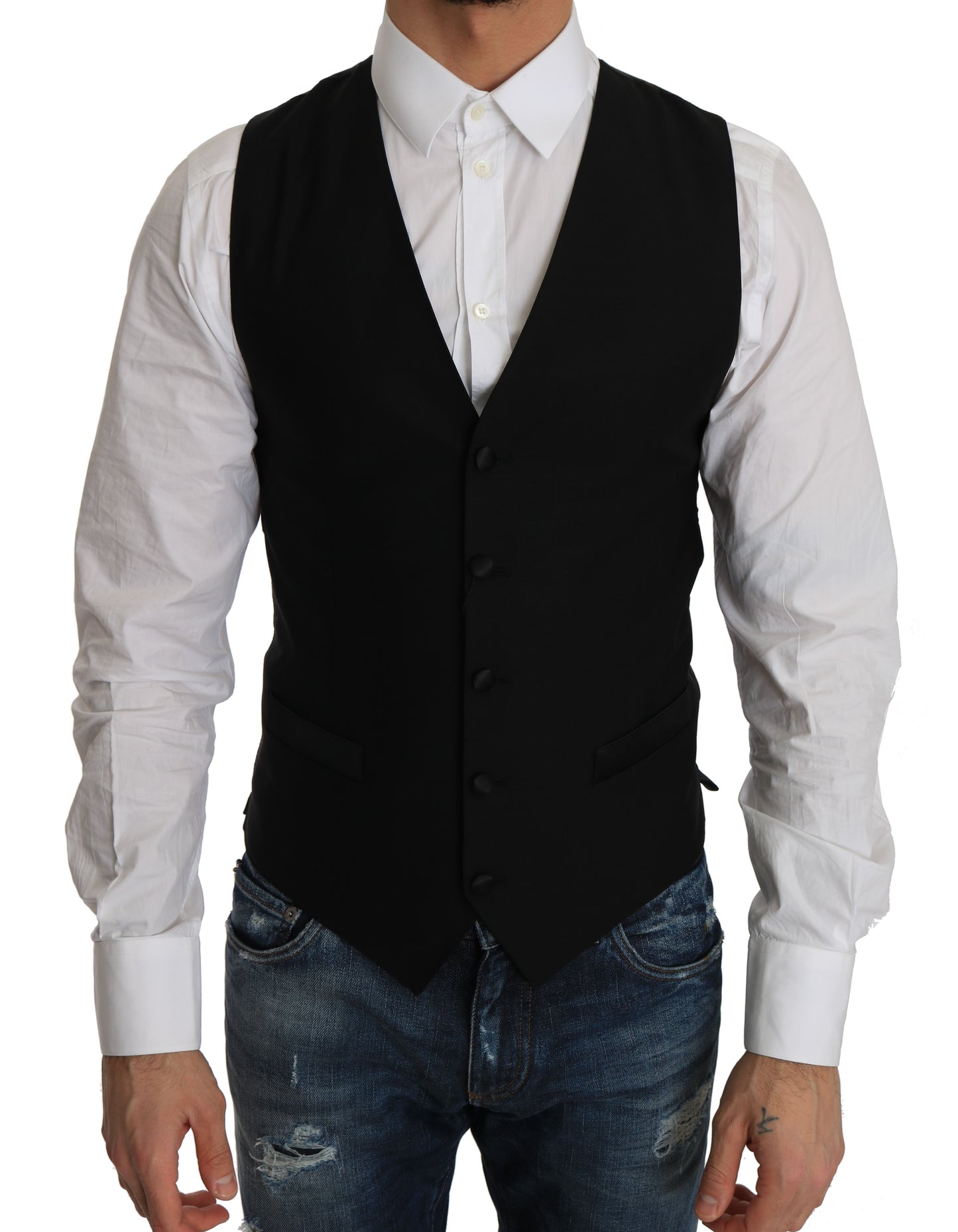 Dolce & Gabbana Formal Wool Blend Vest in Black