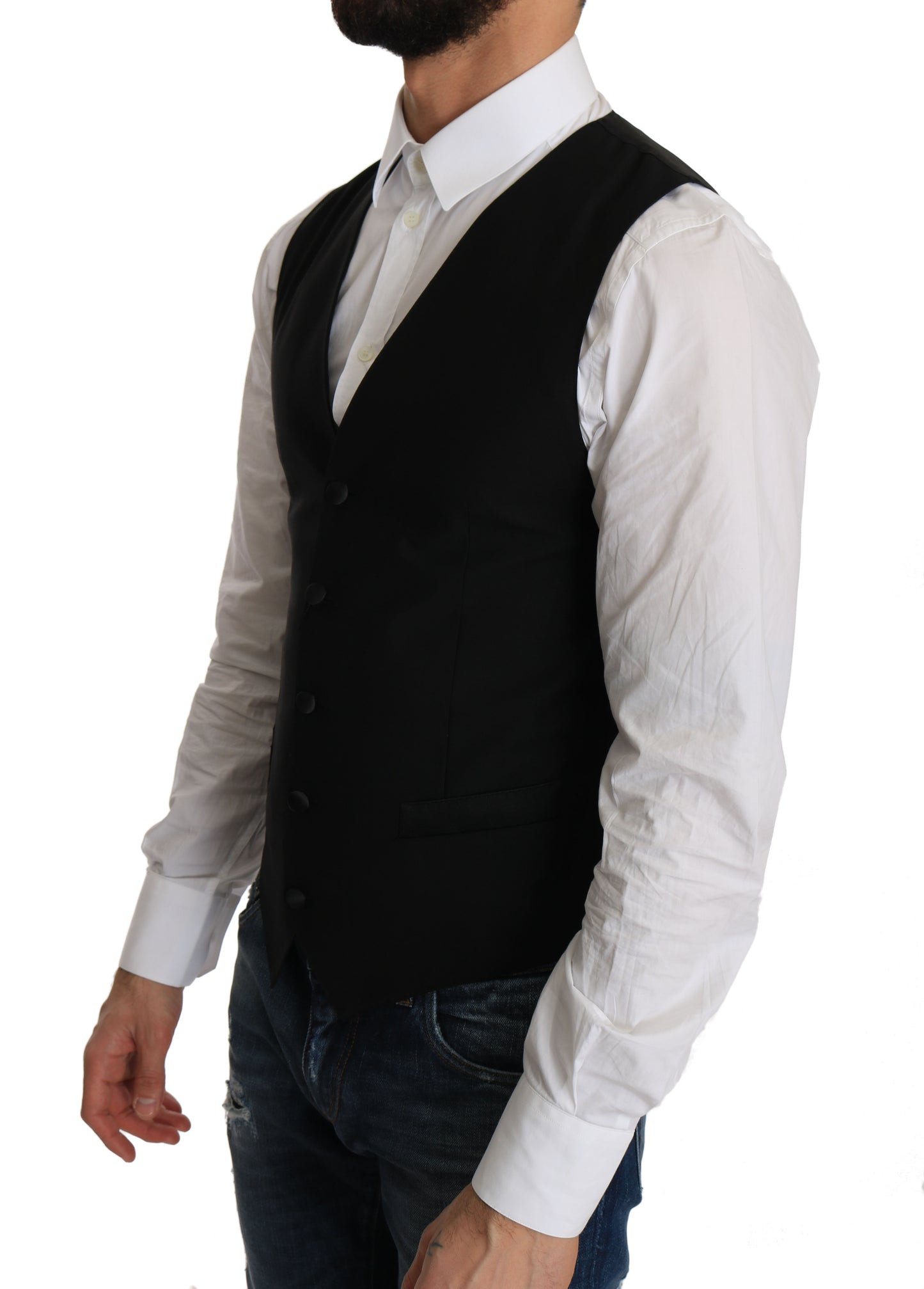 Dolce & Gabbana Formal Wool Blend Vest in Black