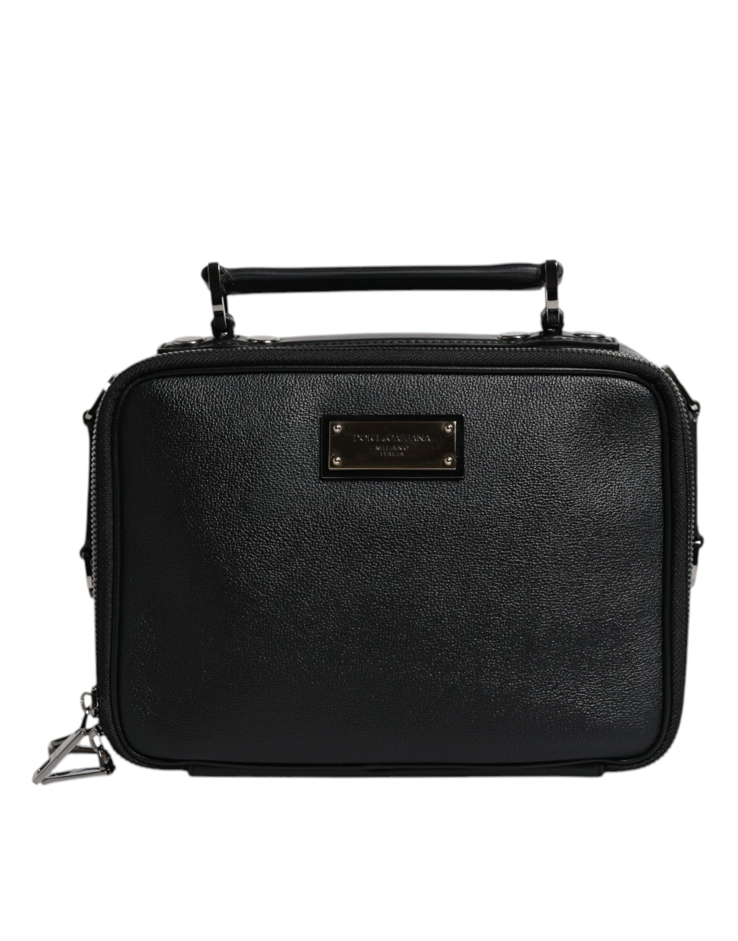 Dolce & Gabbana Schwarze Nylon Leder Logo Top Handle Crossbody Tasche