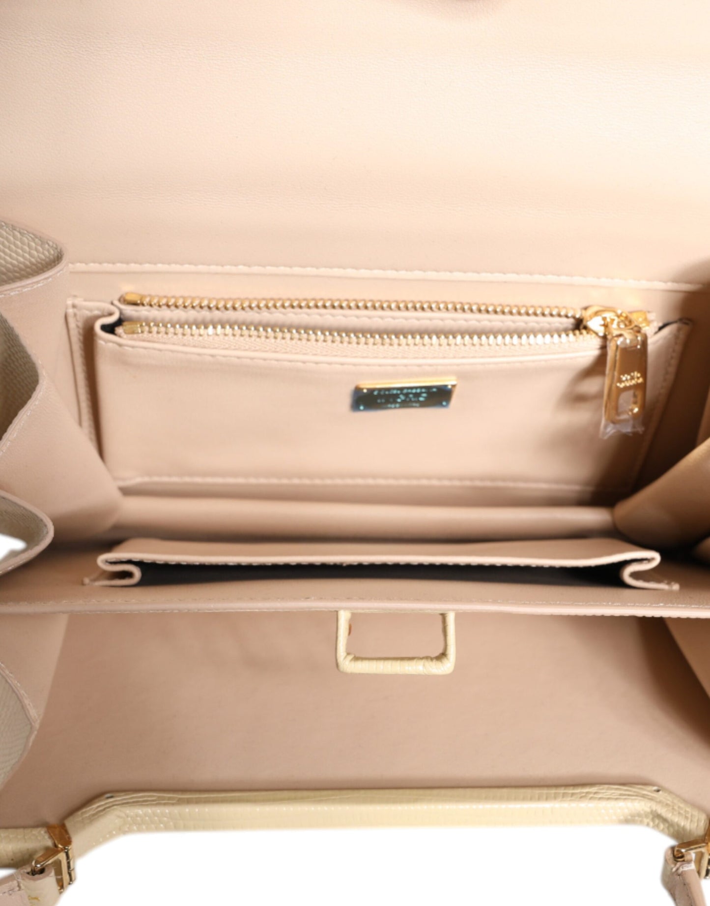 Dolce & Gabbana Beige Leder Ingrid Top Handle Umhängetasche