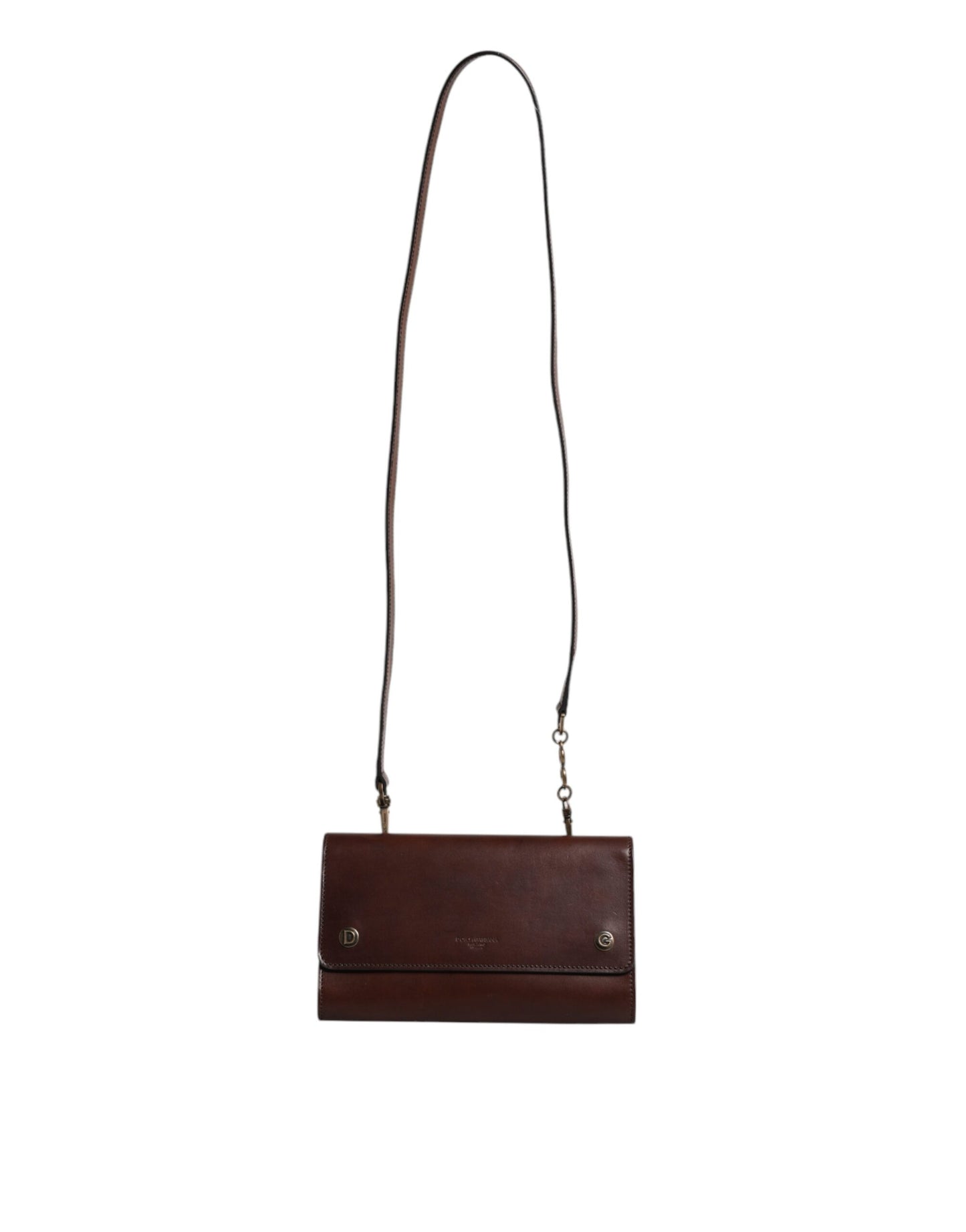Dolce & Gabbana Braunes Leder mit Logo-Prägung Crossbody Bag
