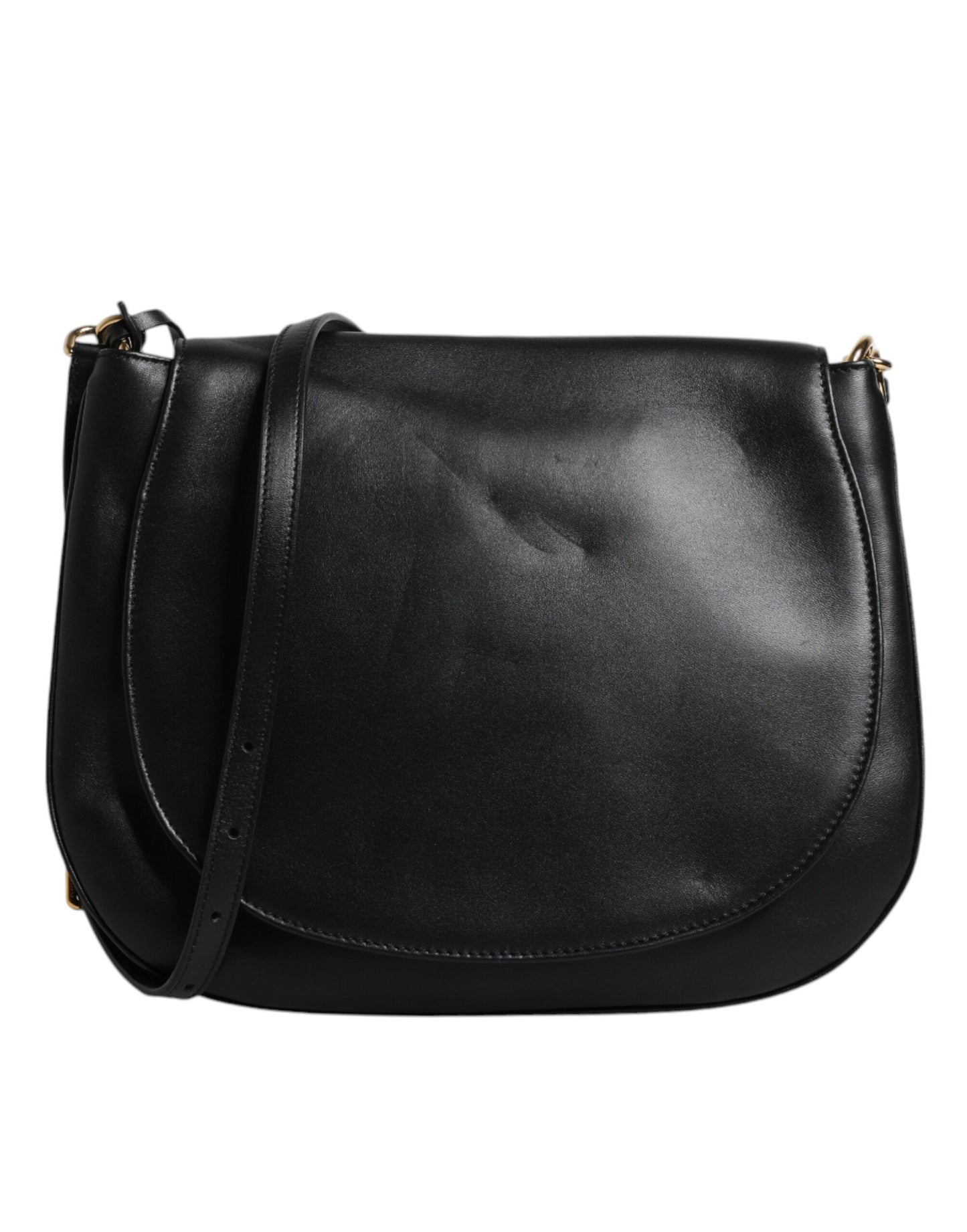 Dolce & Gabbana Schwarze Leder-Umhängetasche mit Klappe
